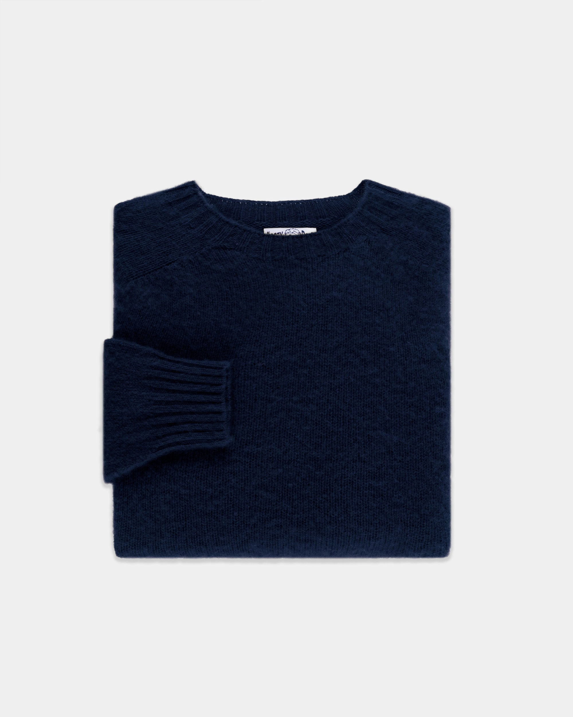 Comfy Design Zero Waste Manufacturing Made-in-Scotland Navy Shaggy Dog Sweater  - Trim Fit