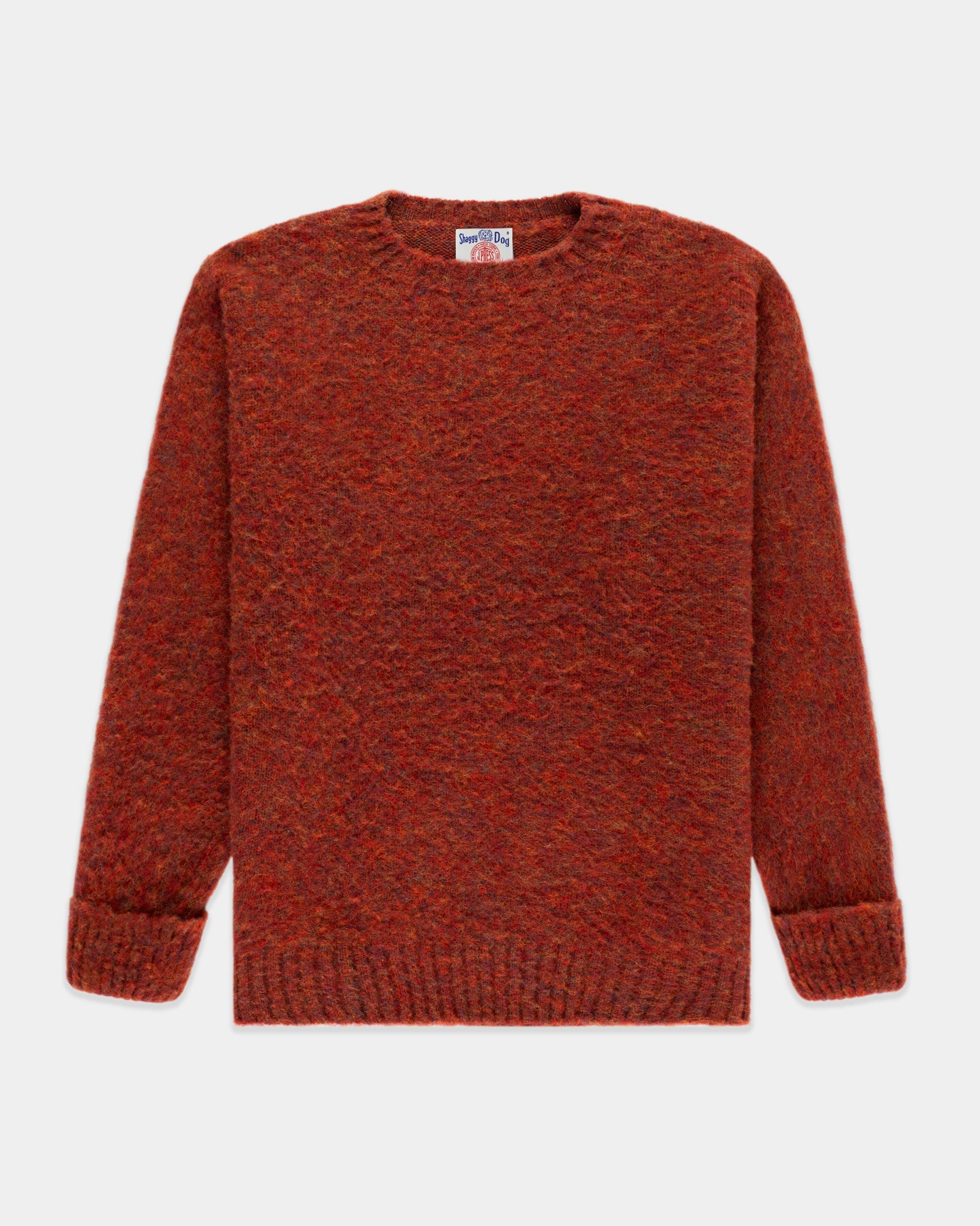 Trendy Comfort Made-in-Scotland Orange Mix Shaggy Dog Sweater - Classic Fit