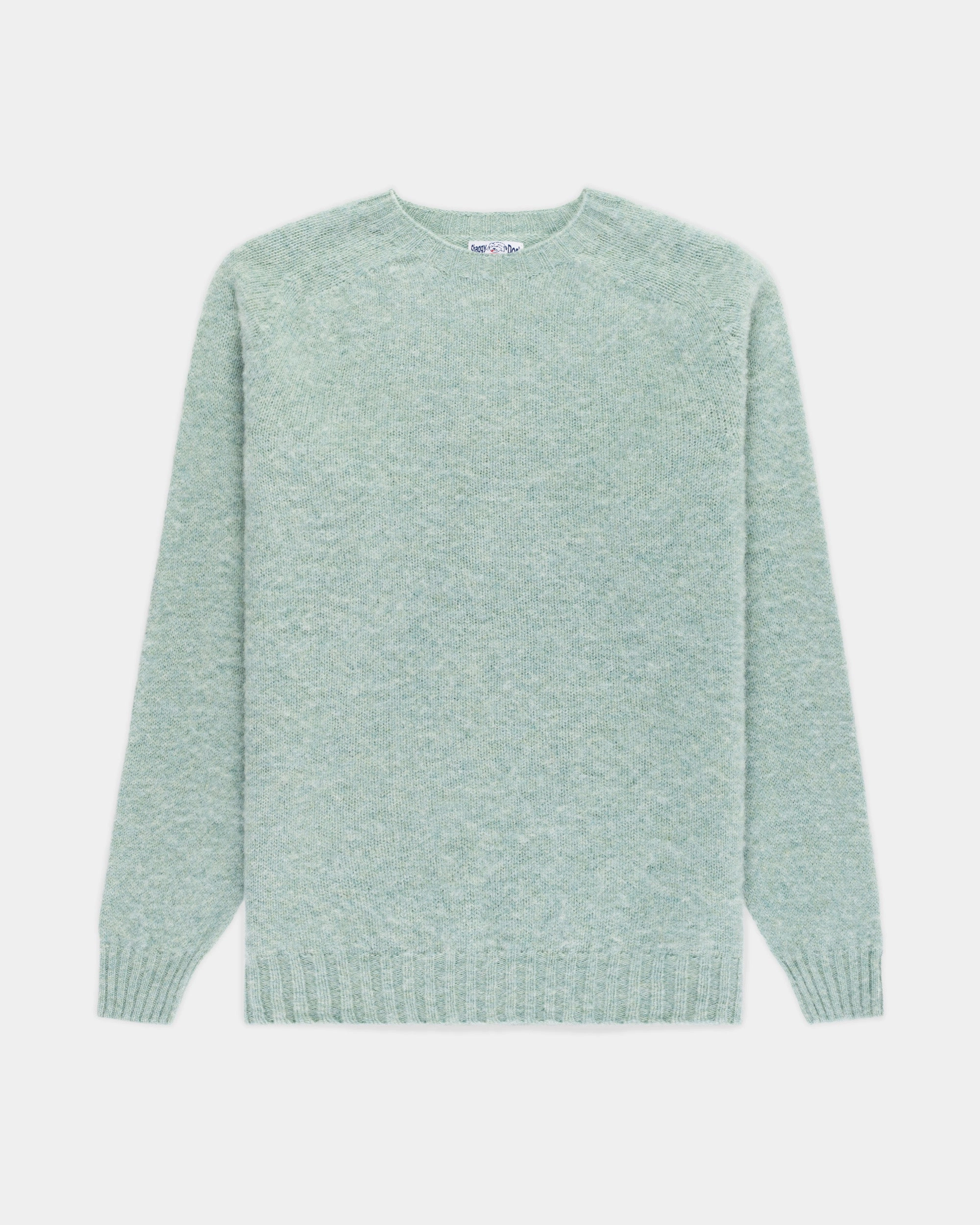 Winter Essential Eco Certified Fabrications Made-in-Scotland Pale Blue Shaggy Dog Sweater  - Trim Fit