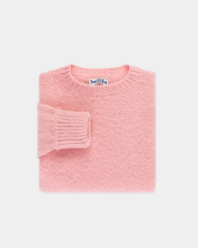 Made-in-Scotland Pink Shaggy Dog Sweater - Classic Fit Cozy Wear