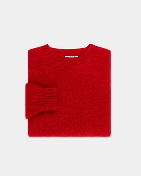 Cozy Fashion Made-in-Scotland Red Shaggy Dog Sweater  - Trim Fit