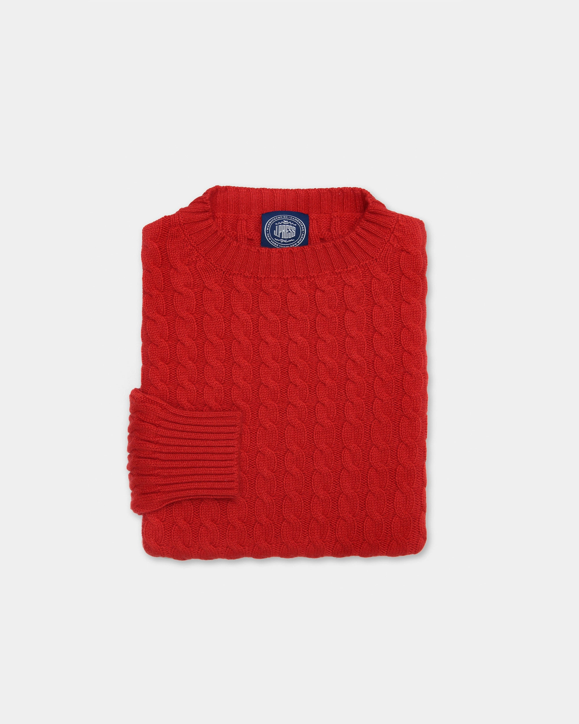 Made-in-Scotland Scarlet Cable Knit Cashmere Sweater Seasonal Layer Trendy Design