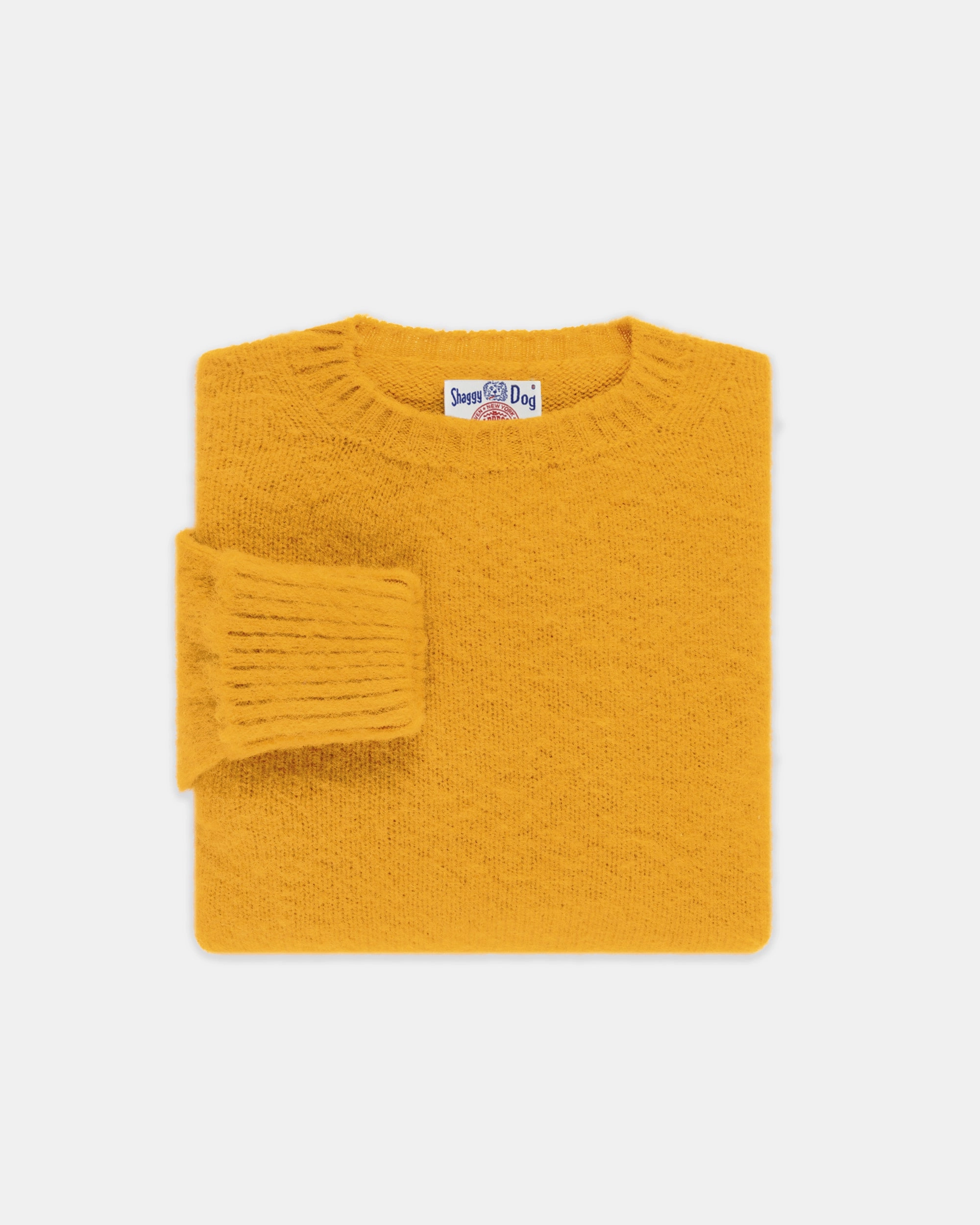Warm and Snuggly Made-in-Scotland Yellow Shaggy Dog Sweater - Classic Fit