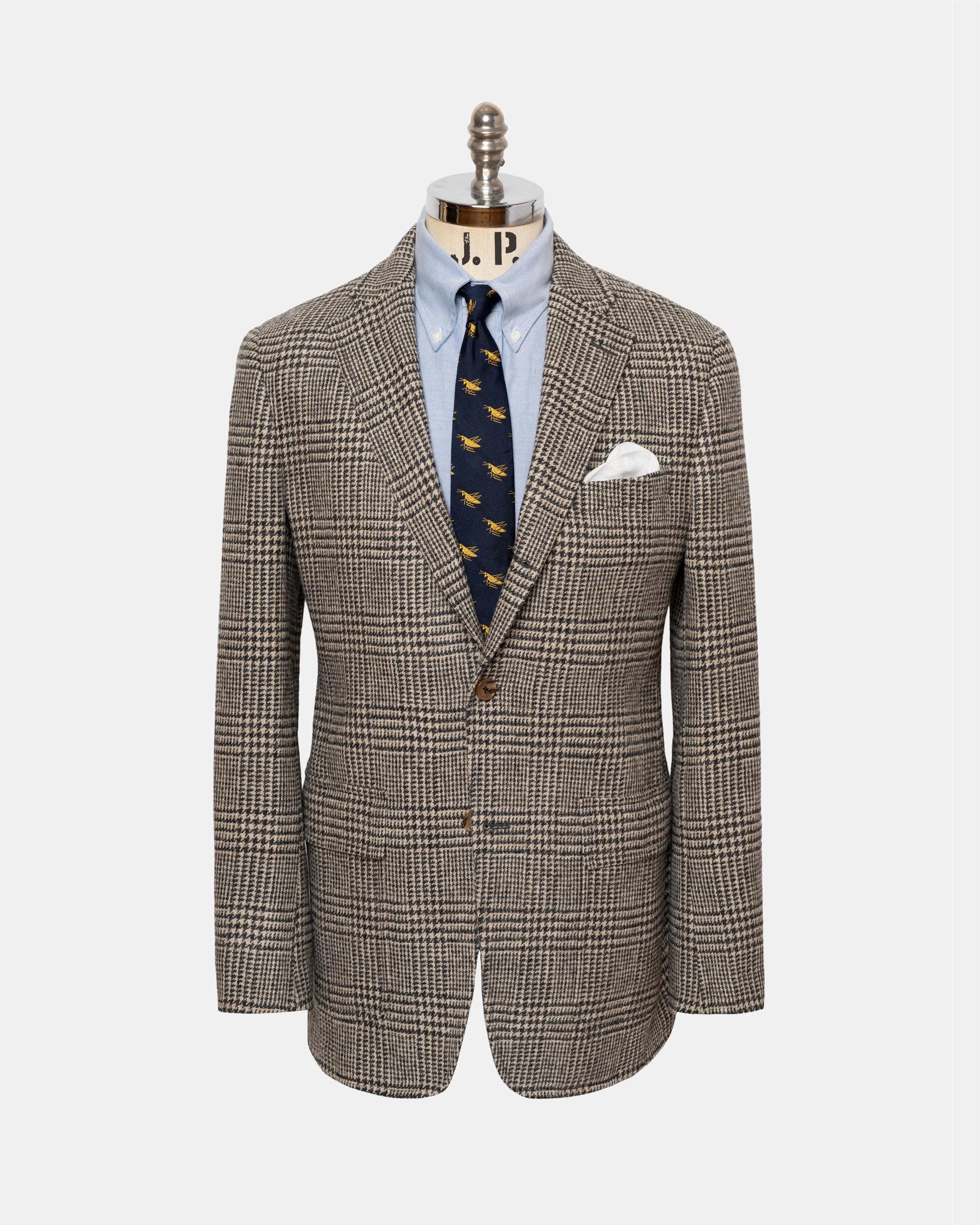 Made-in-USA Black & Cream Plaid Cheviot Tweed Sport Coat Business Fit Dapper Fit