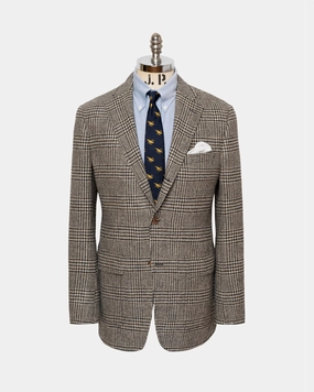 Made-in-USA Black & Cream Plaid Cheviot Tweed Sport Coat Lightweight Weave Innovation Classic Work Look