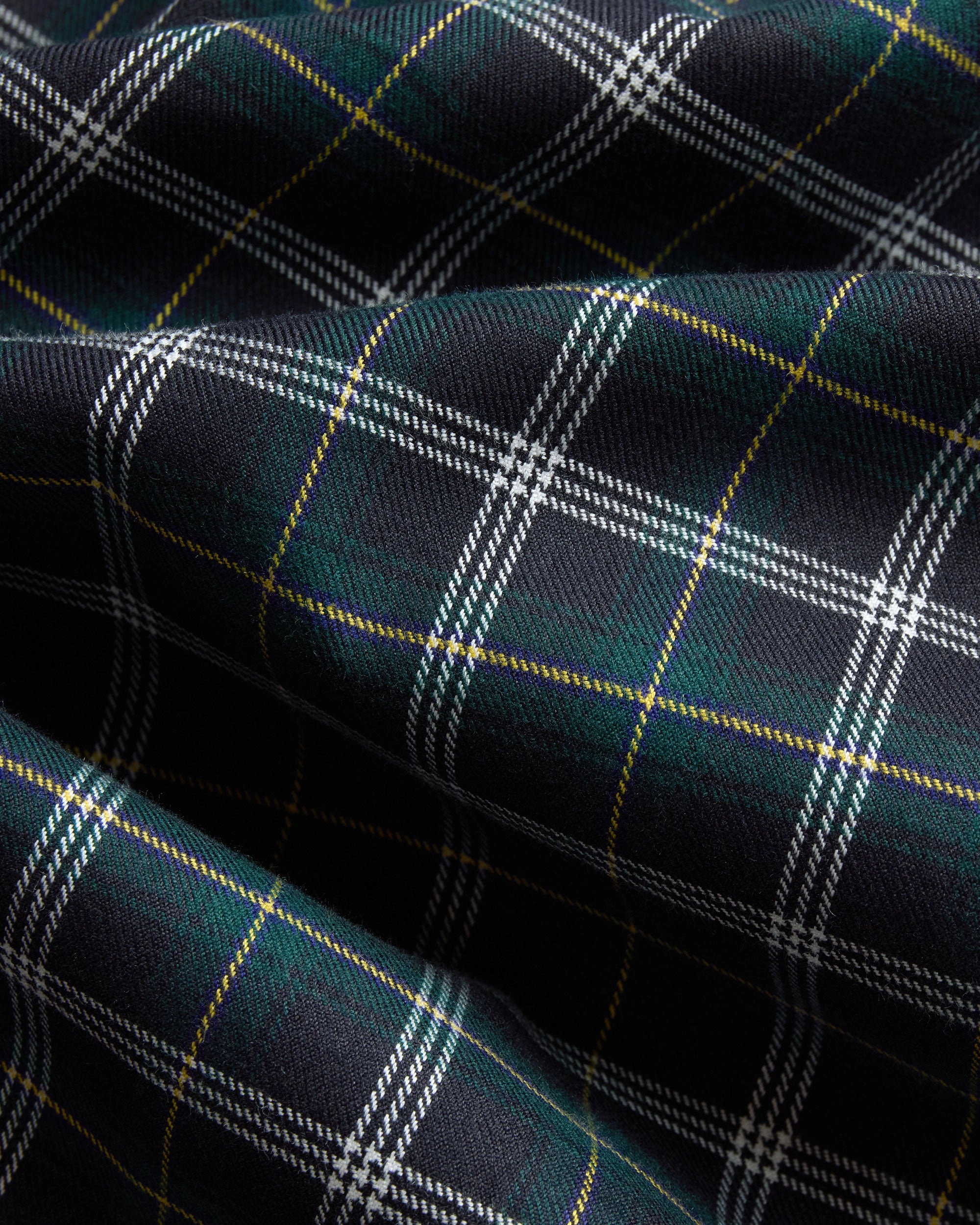 Made-in-USA Blue & Black Tartan Broadcloth Sport Shirt - Classic Fit EasyCare Fabric Premium Quality