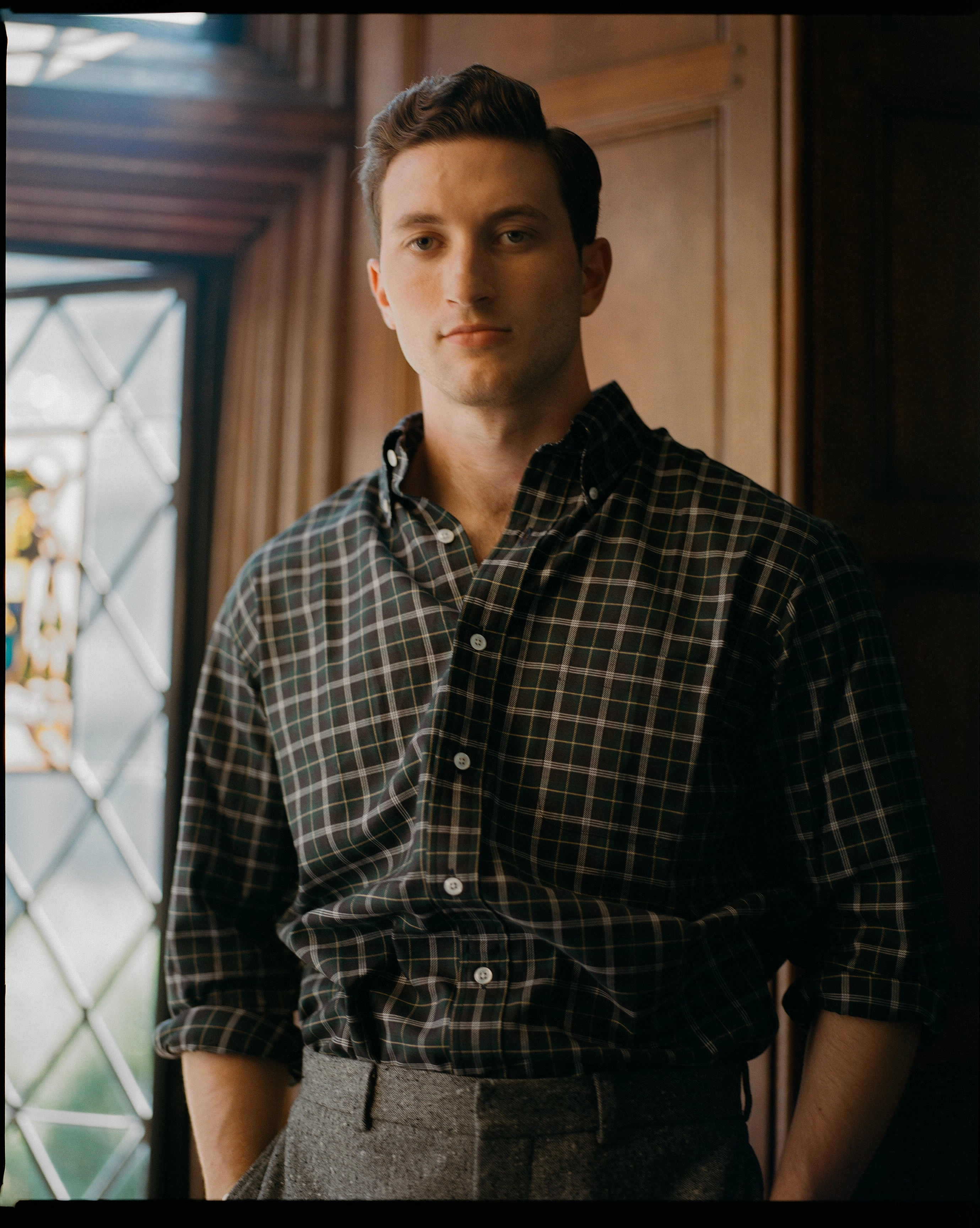 Made-in-USA Blue & Black Tartan Broadcloth Sport Shirt - Classic Fit Eco-Friendly Choice