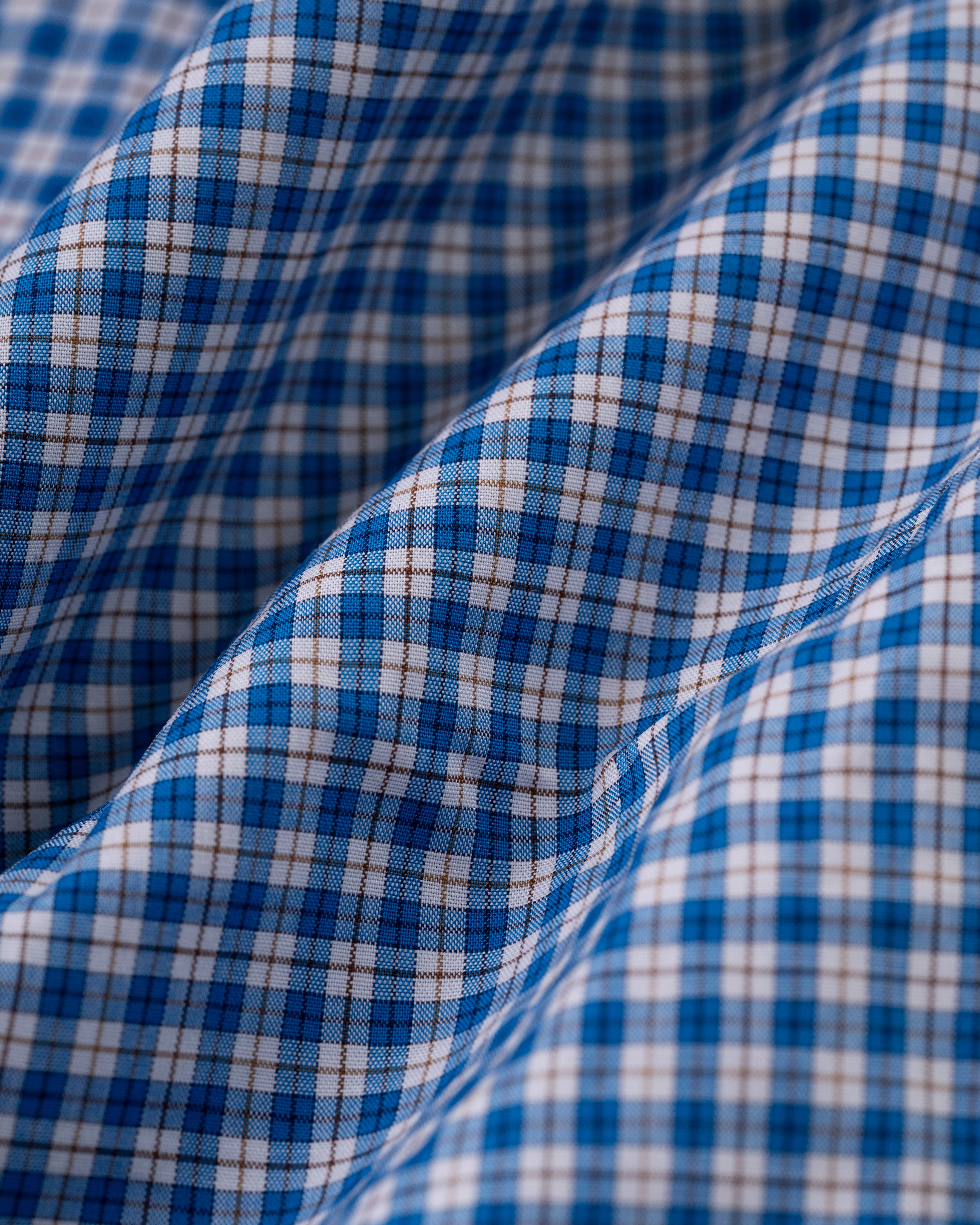 Made-in-USA Blue & Brown Check Sport Shirt - Classic Fit Moisture Management Tech ethical fashion