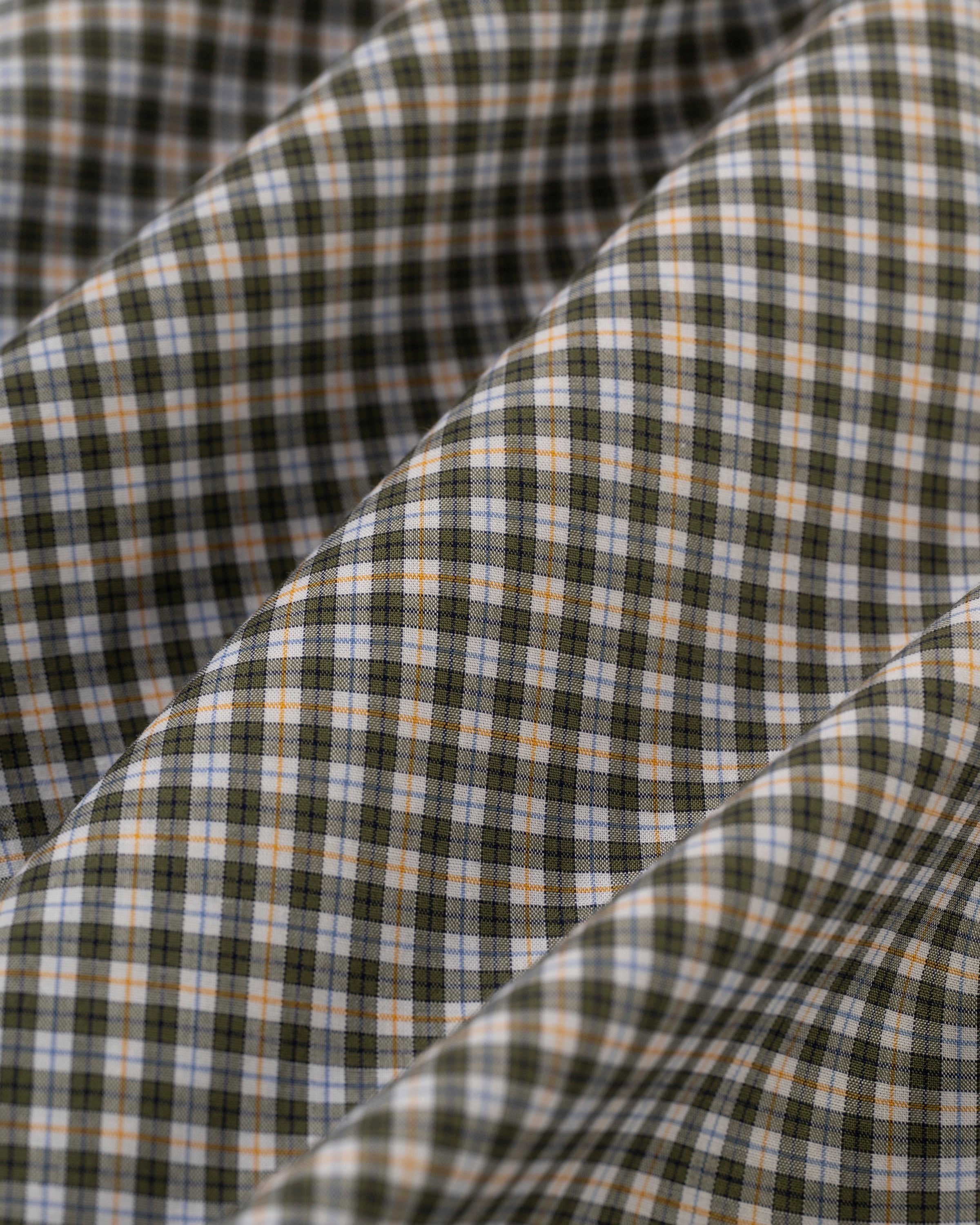 Pure Cotton Smooth Finish Made-in-USA Blue & Orange Check Sport Shirt - Classic Fit