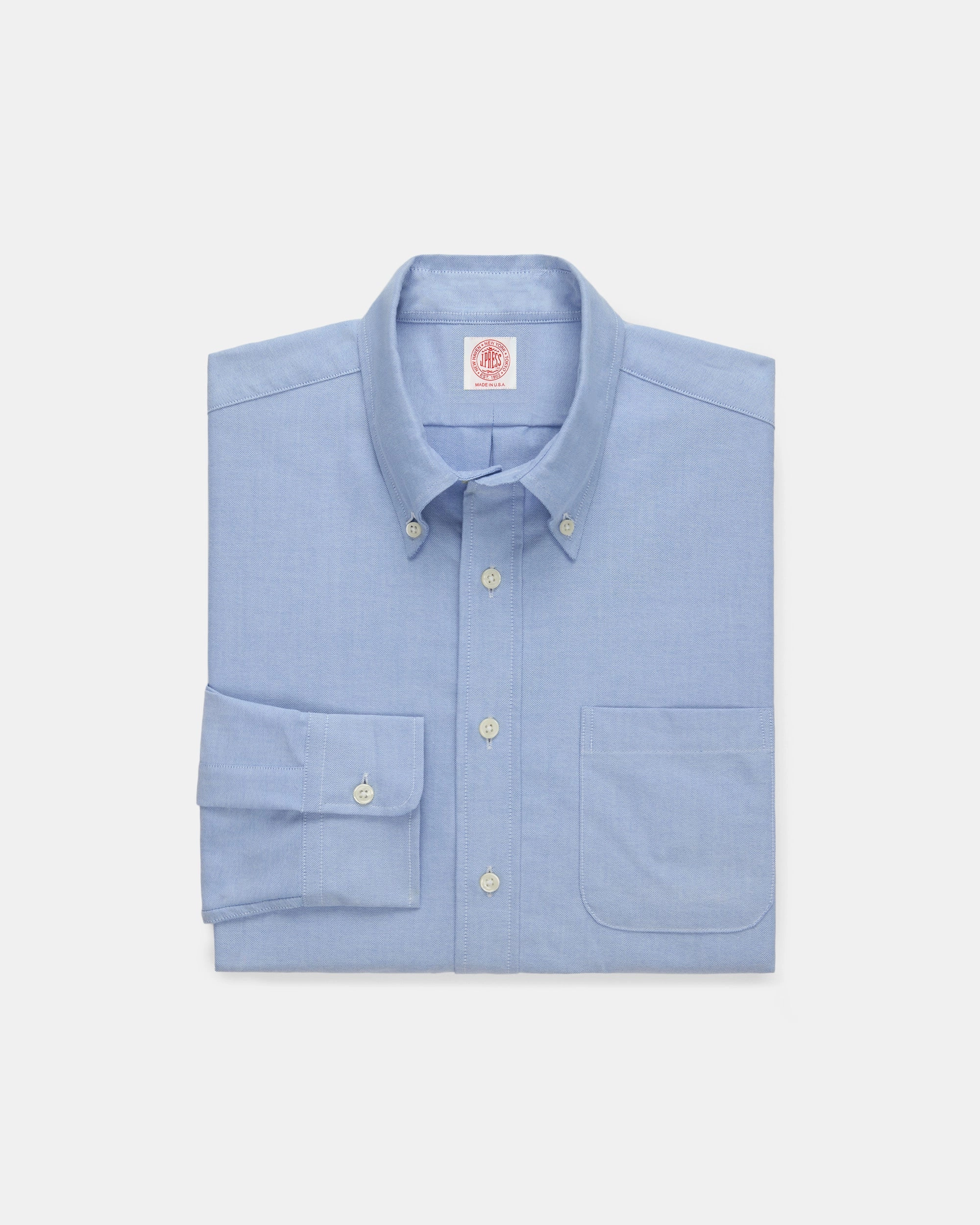 Loose Comfort Affordable Luxury Made-in-USA Blue Oxford Cloth Button Down Shirt  - Classic Fit