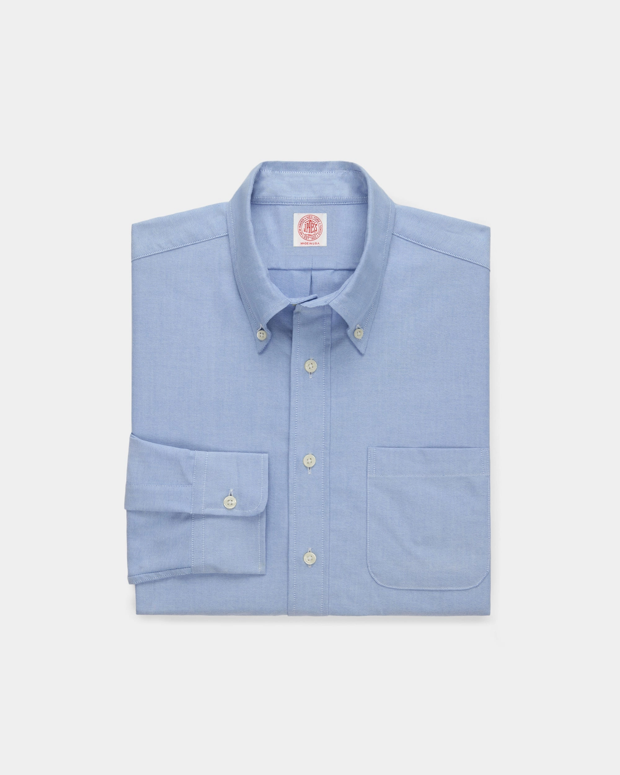 Made-in-USA Blue Oxford Cloth Button Down Shirt  - Regular Fit Holiday Travel Sustainable fashion