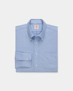 Flexible Knit Made-in-USA Blue Oxford Cloth Button Down Shirt  - Regular Fit