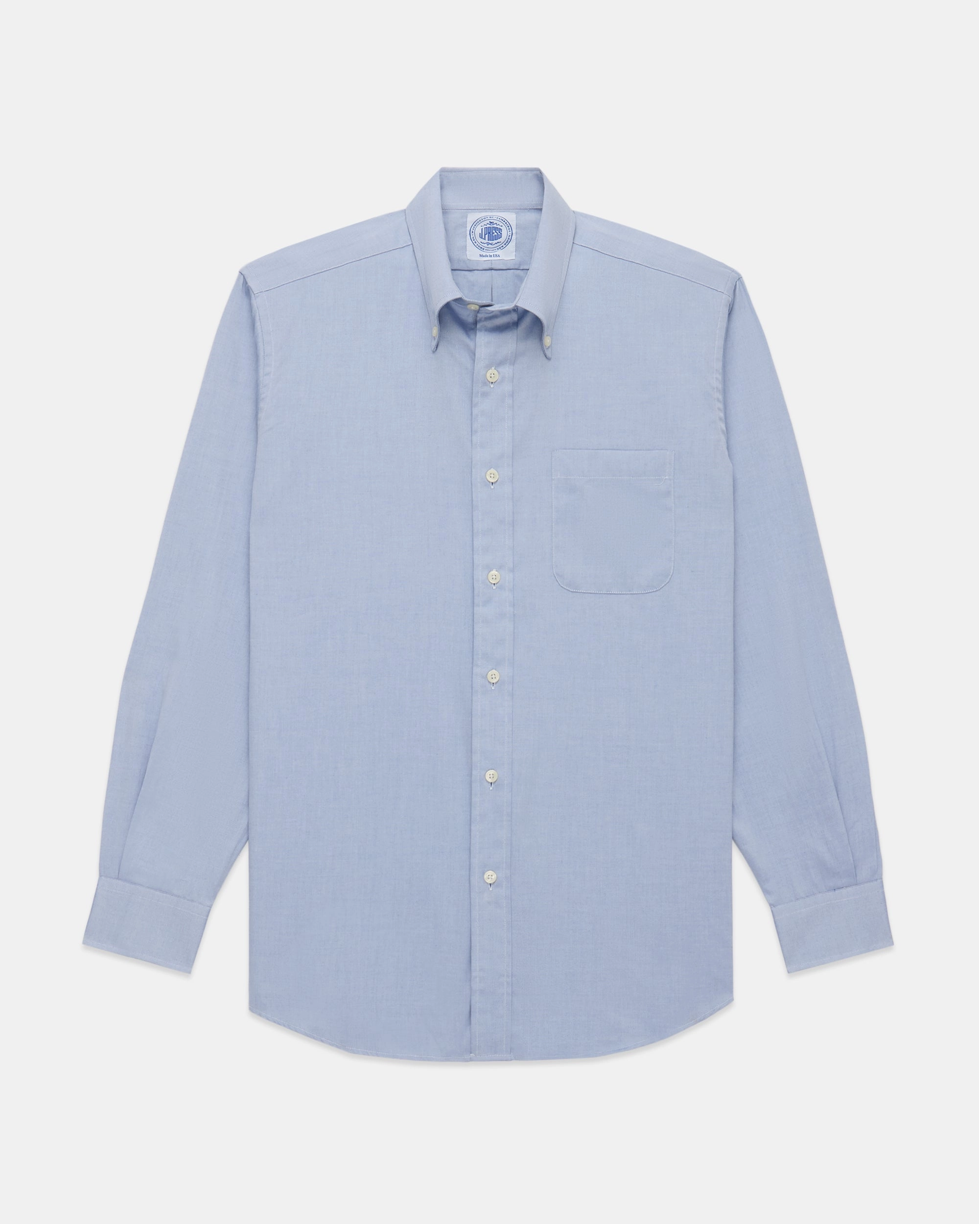 Cocktail Party Easy Care Material Made-in-USA Blue Pinpoint Oxford Button Down Shirt - Classic Fit