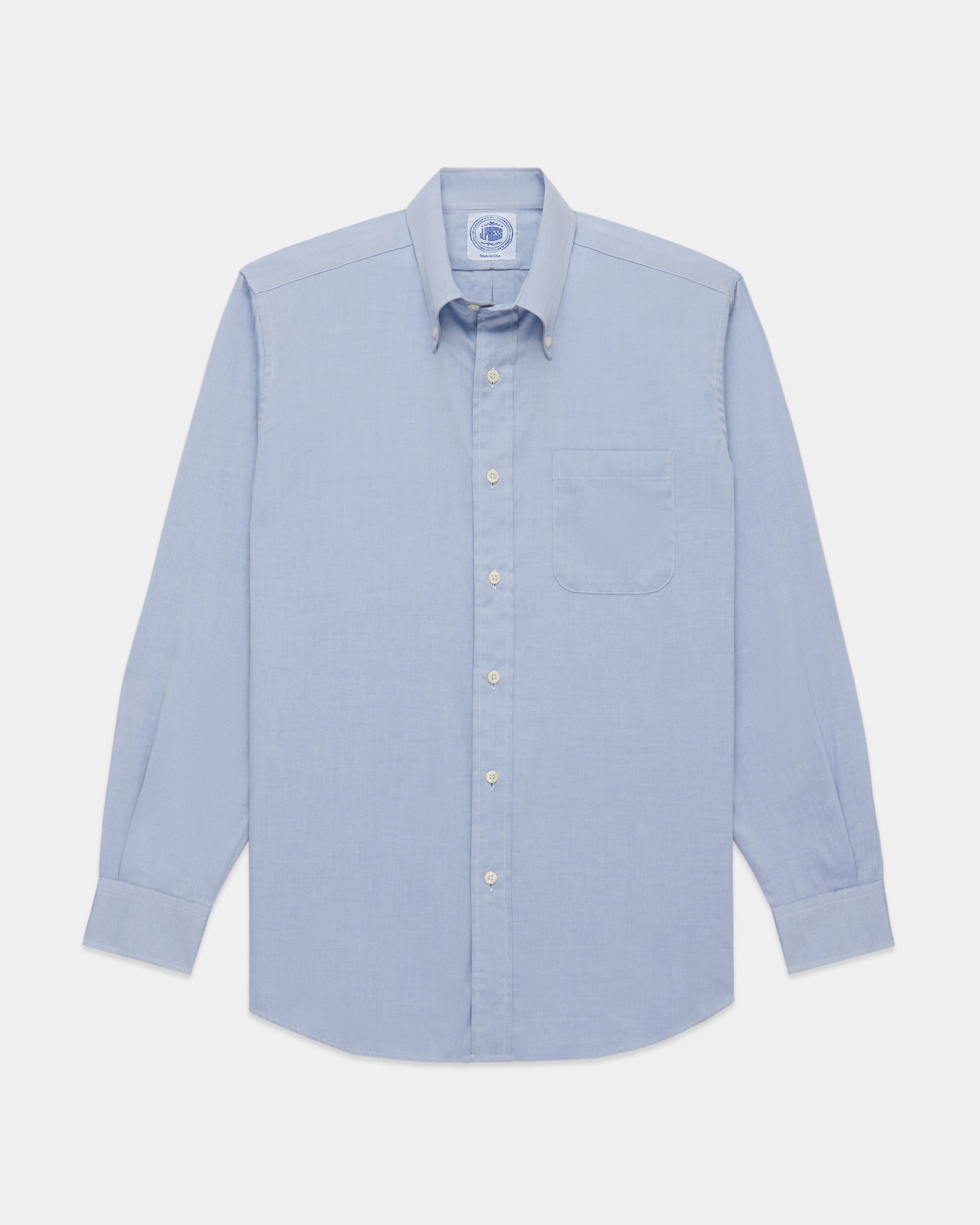 Breathable Cotton All Day Comfort Tech Made-in-USA Blue Pinpoint Oxford Button Down Shirt - Classic Fit