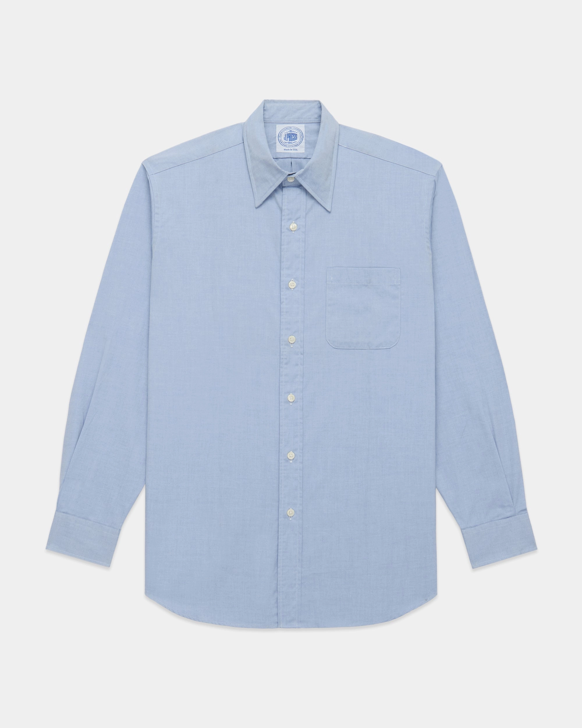 Customizable Design Made-in-USA Blue Pinpoint Oxford Point Collar Shirt - Classic Fit