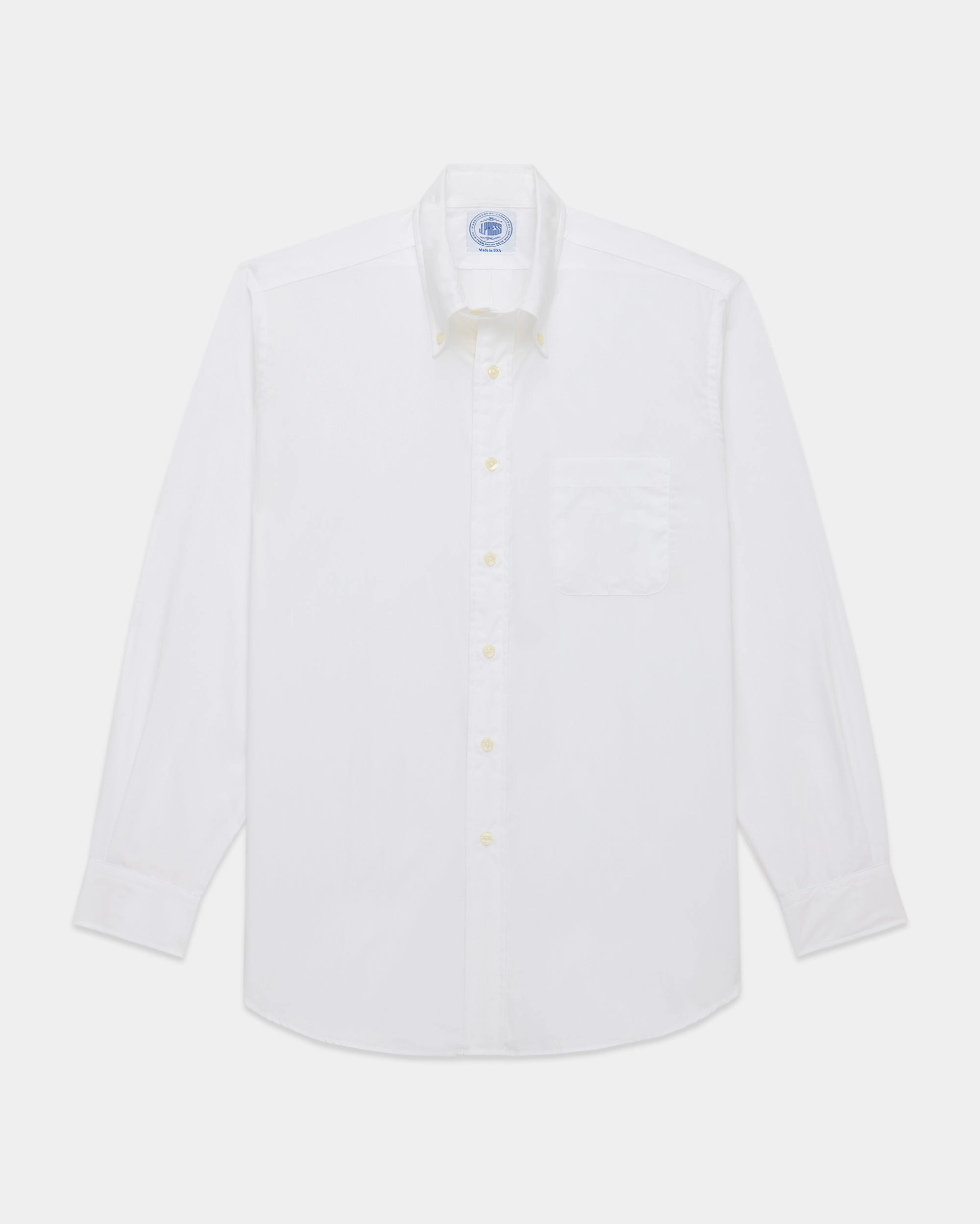 Sheer Panel Sporty Look Made-in-USA Broadcloth Button-Down Shirt - Classic Fit