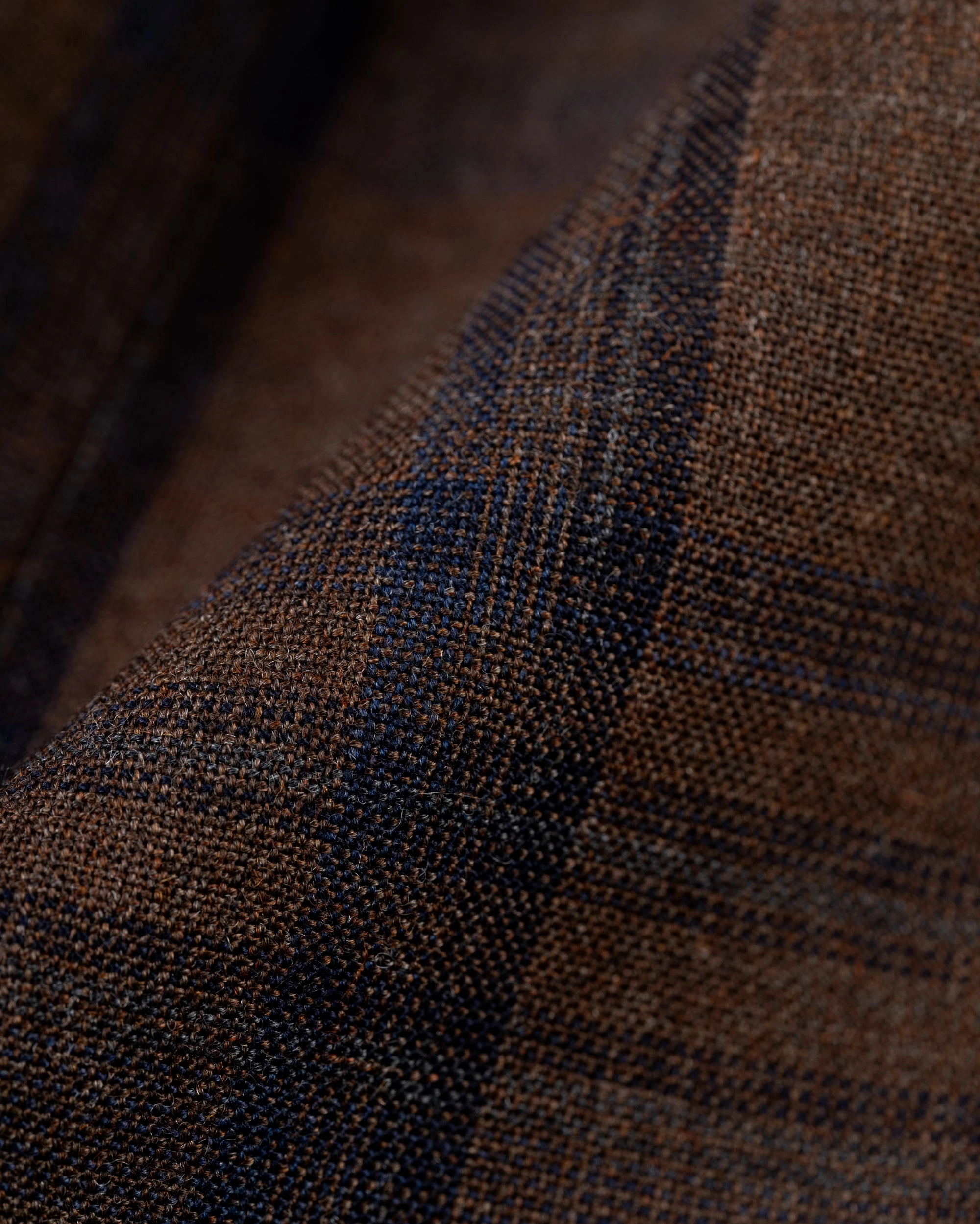 Refined Tailored Fit Made-in-USA Brown & Navy Windowpane Fox Air Wool Sport Coat