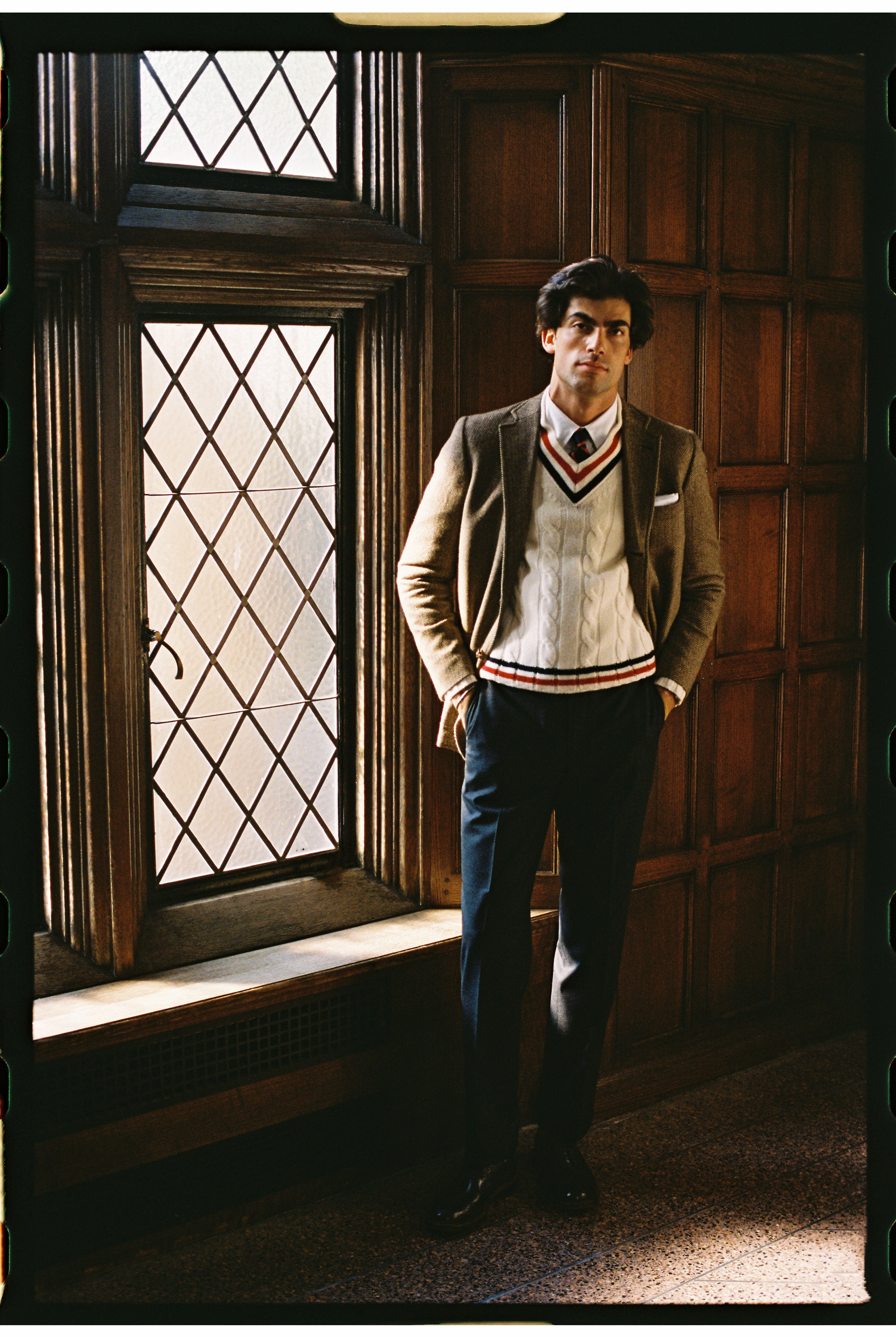 Made-in-USA Brown & Tan Herringbone Lambswool Sport Coat Contemporary Tailoring