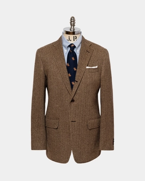 Made-in-USA Brown & Tan Herringbone Lambswool Sport Coat Refined Layering