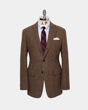 Timeless Layering Chic Wear Made-in-USA Brown Tic Harris Tweed Sport Coat