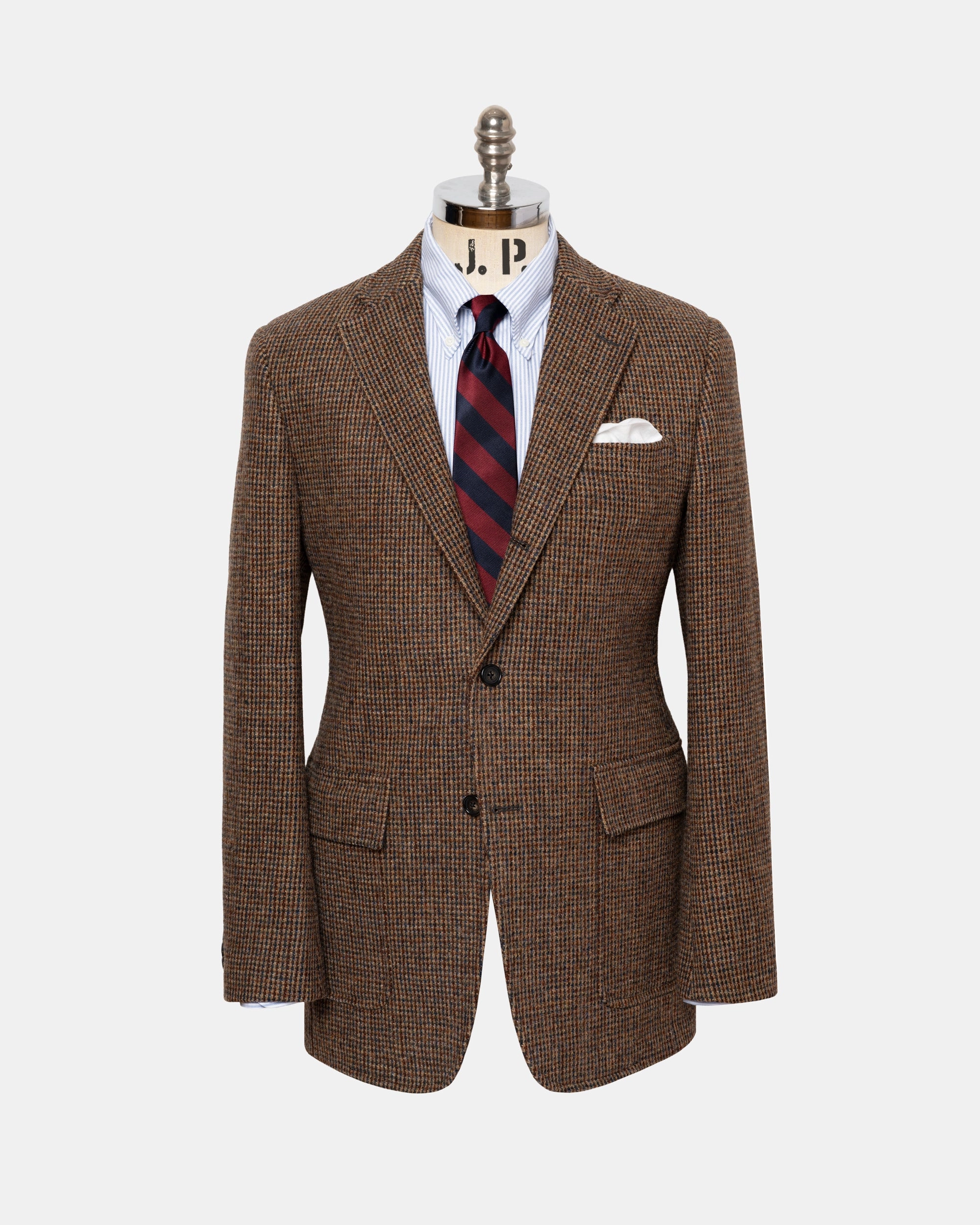 Timeless Layering Chic Wear Made-in-USA Brown Tic Harris Tweed Sport Coat