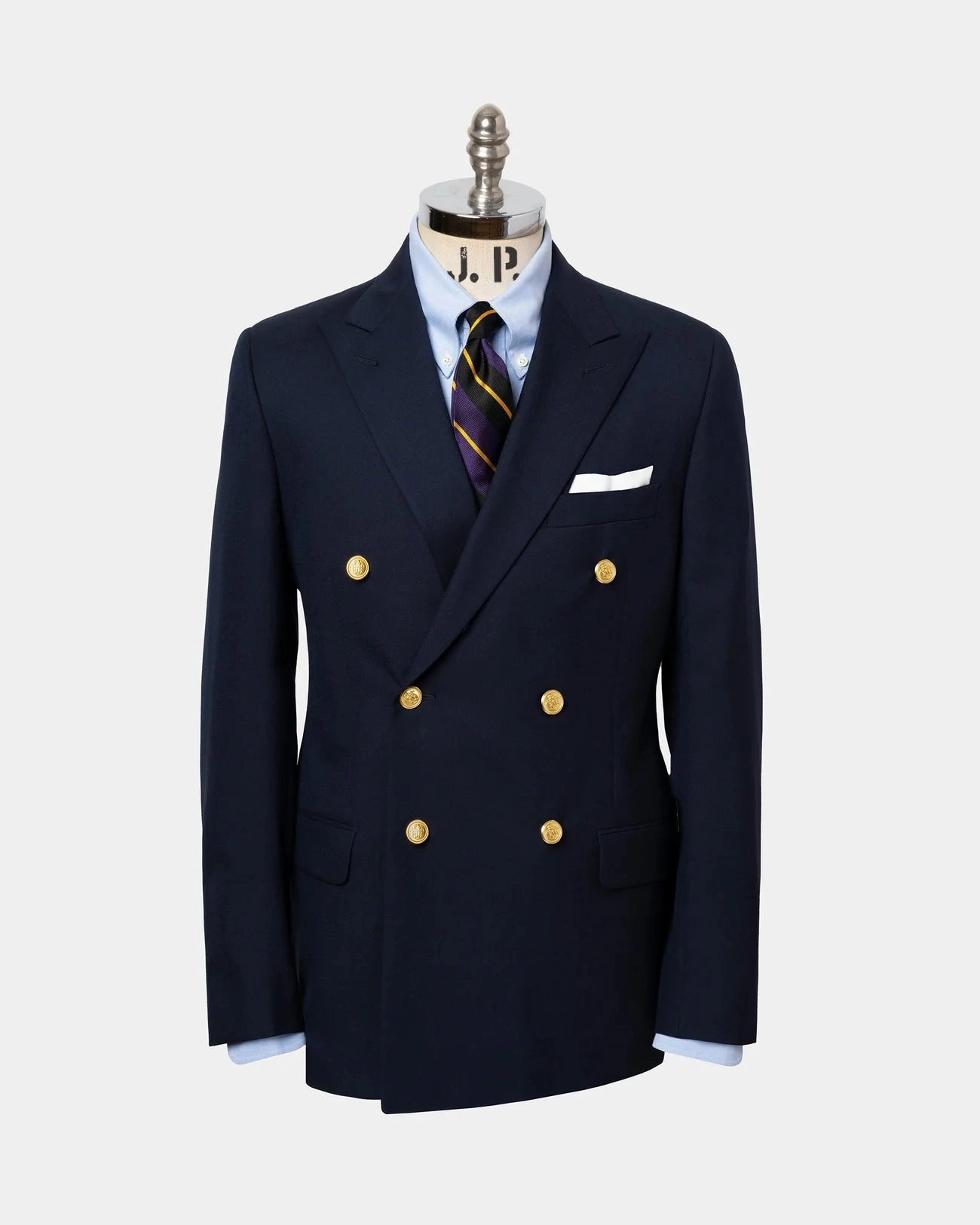 Sleek Appearance Polished Style Made-in-USA Double-Breasted Navy Tropical Wool Blazer