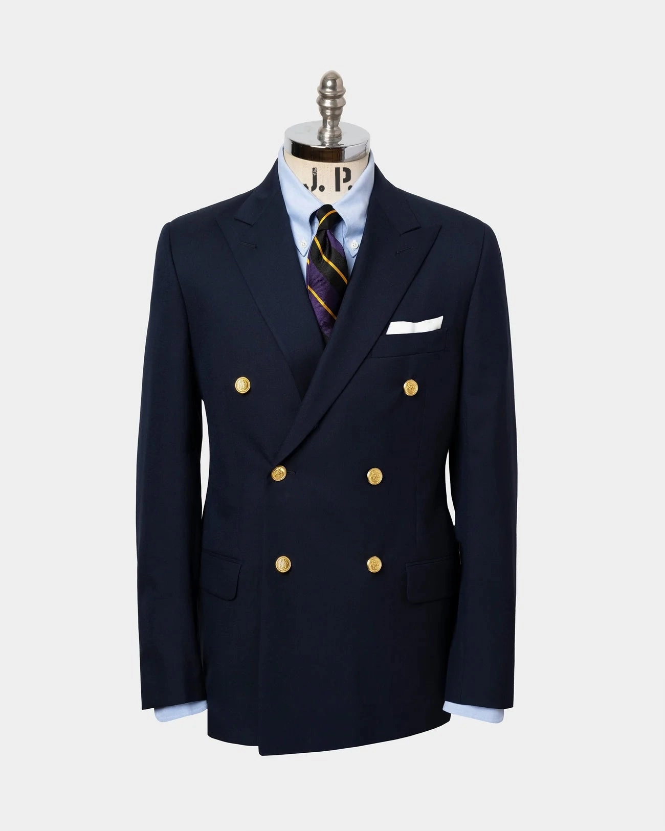 Made-in-USA Double-Breasted Navy Tropical Wool Blazer Fashionable Fit