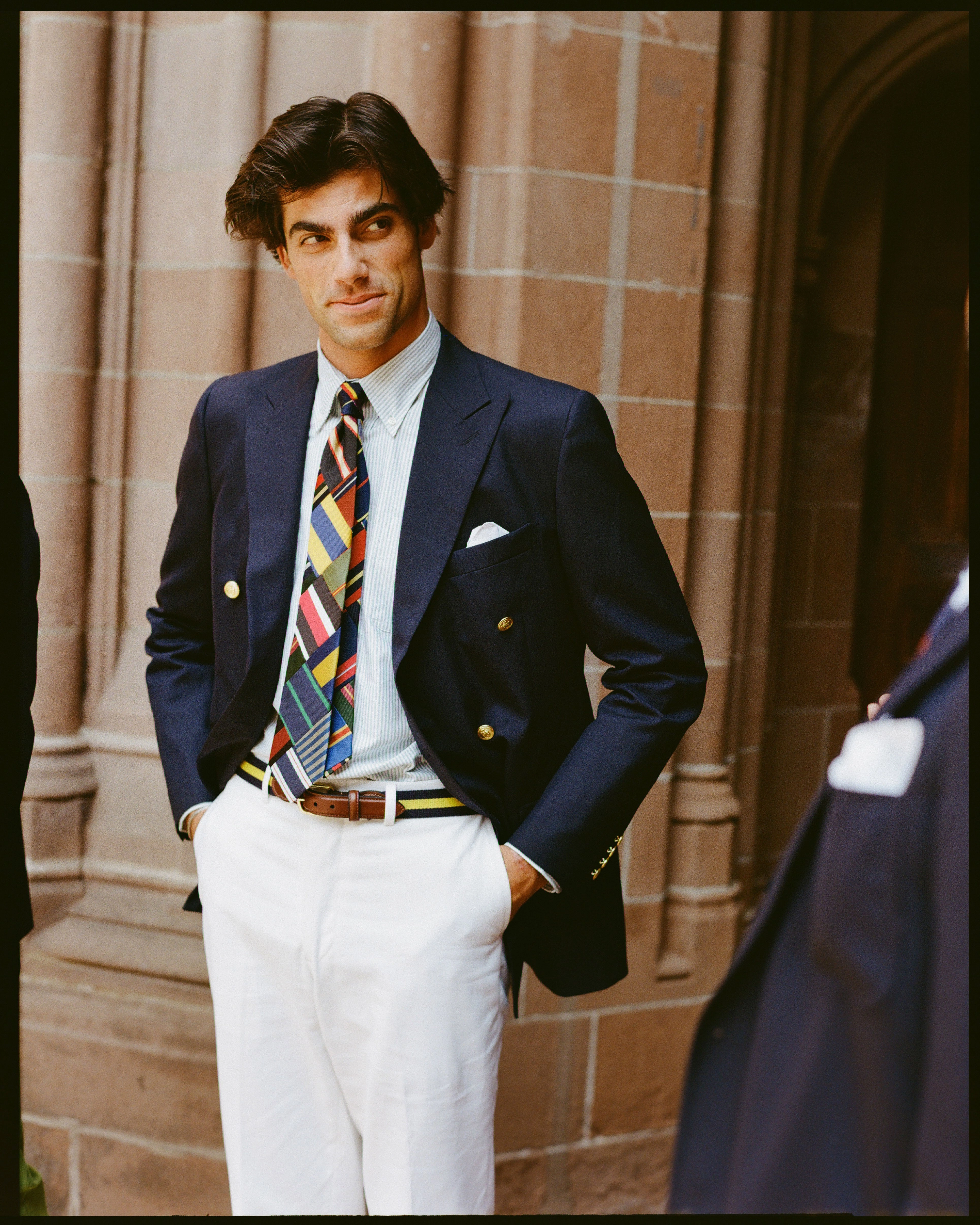 Smart Look Wear Made-in-USA Double-Breasted Navy Tropical Wool Blazer
