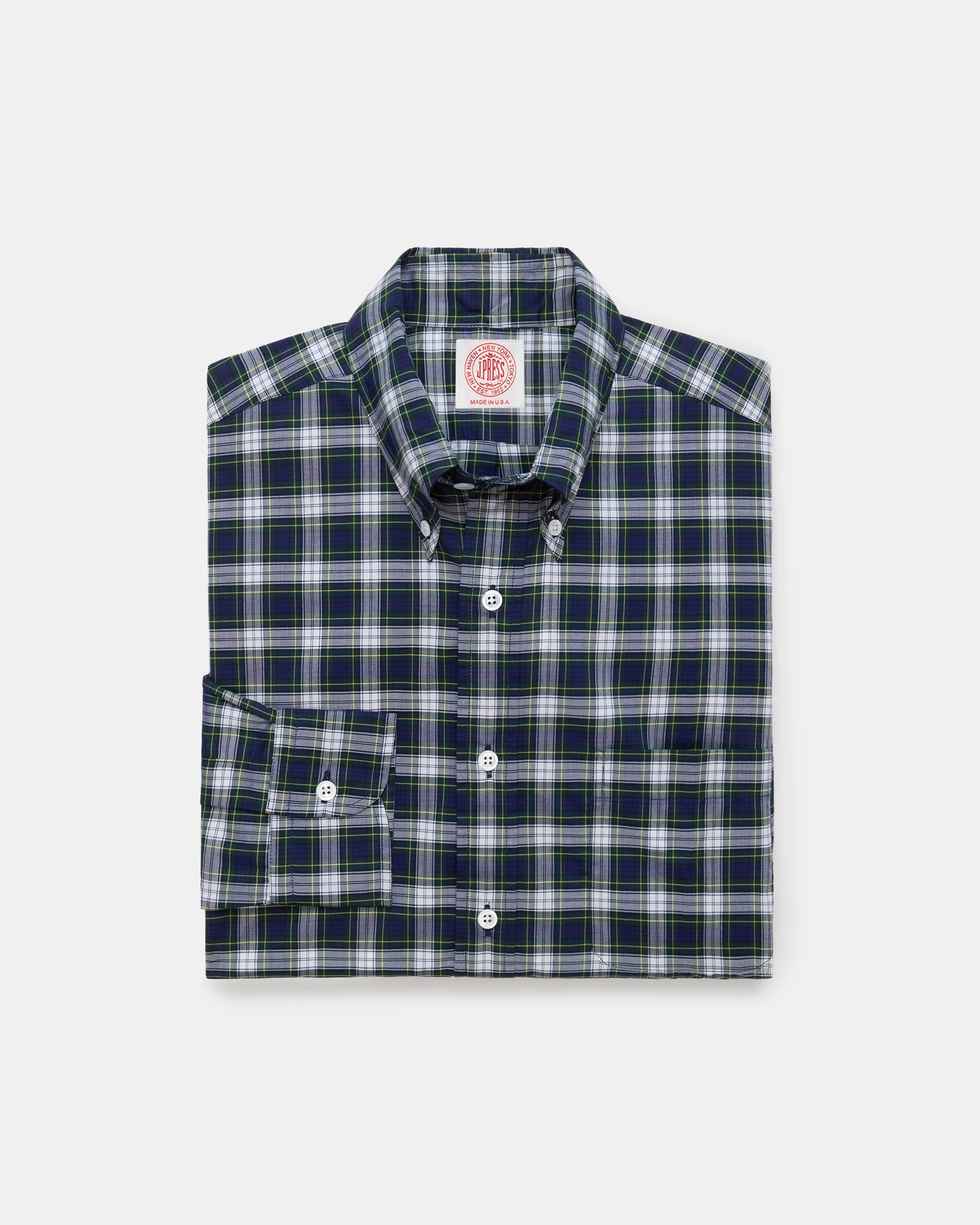 Made-in-USA Dress Gordon Tartan Broadcloth Sport Shirt - Classic Fit Affordable Fashion Student Essential