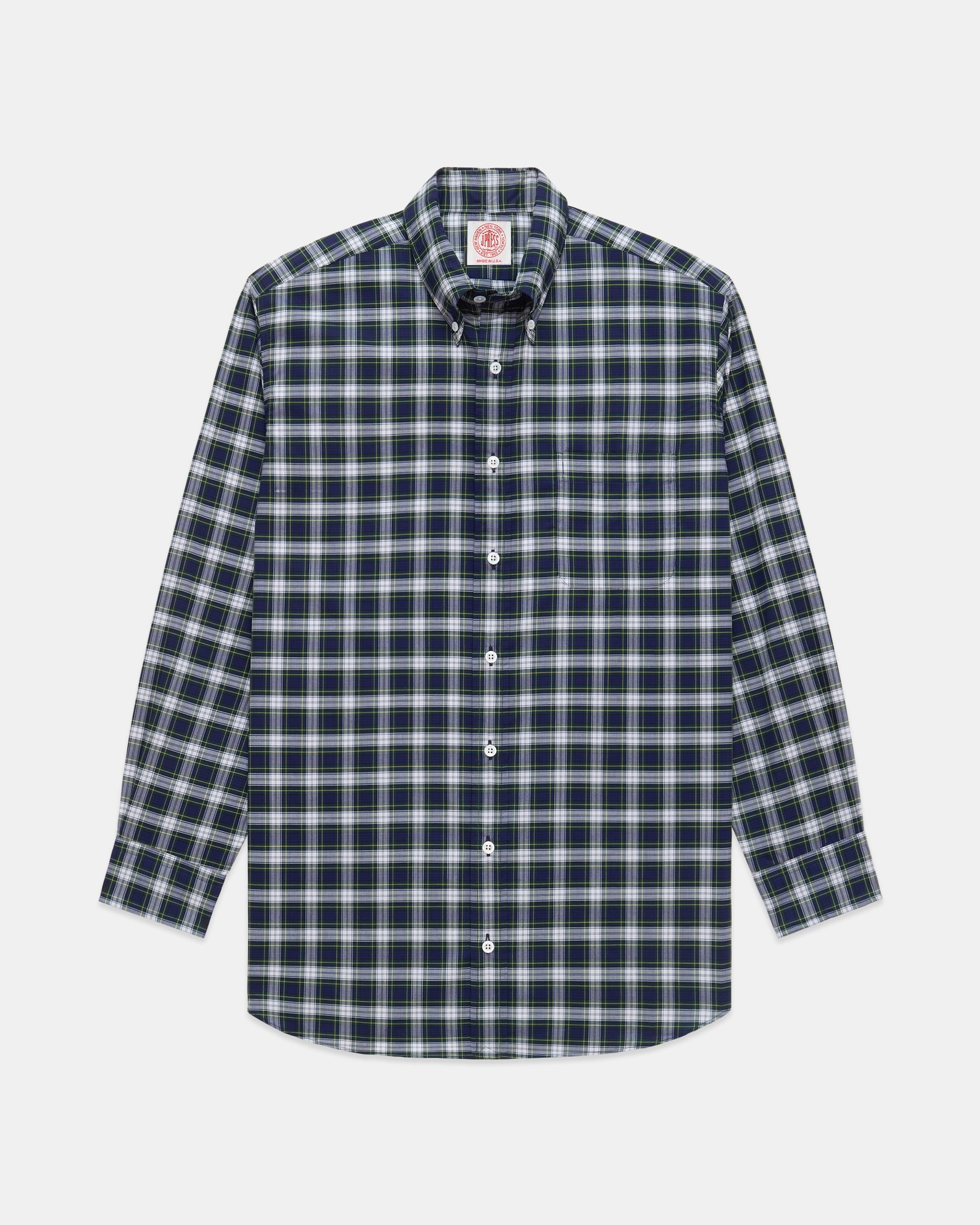 Stylish Appearance Made-in-USA Dress Gordon Tartan Broadcloth Sport Shirt - Classic Fit