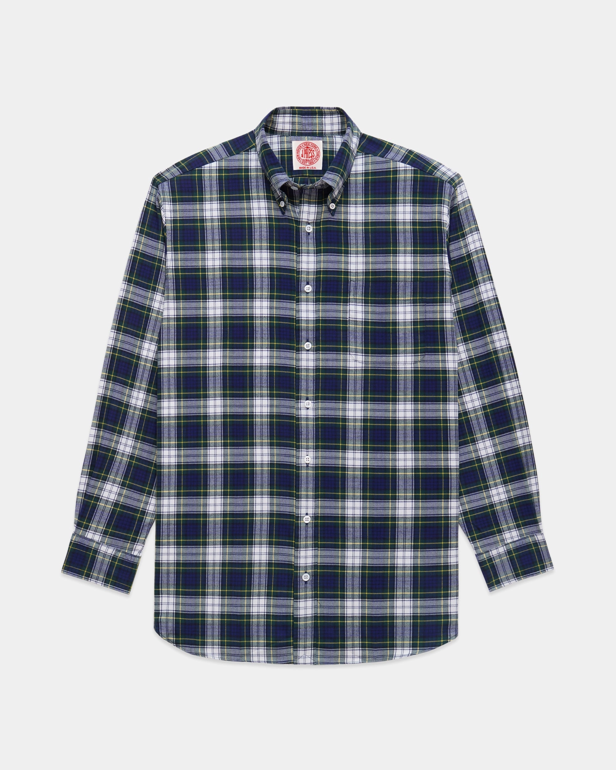 Made-in-USA Dress Gordon Tartan Flannel Sport Shirt - Classic Fit Sweat-Absorbing