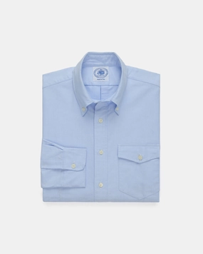 Wardrobe Must-Have Fitted Cut Made-in-USA Flap Pocket Blue Oxford Cloth Button Down Shirt - Classic Fit