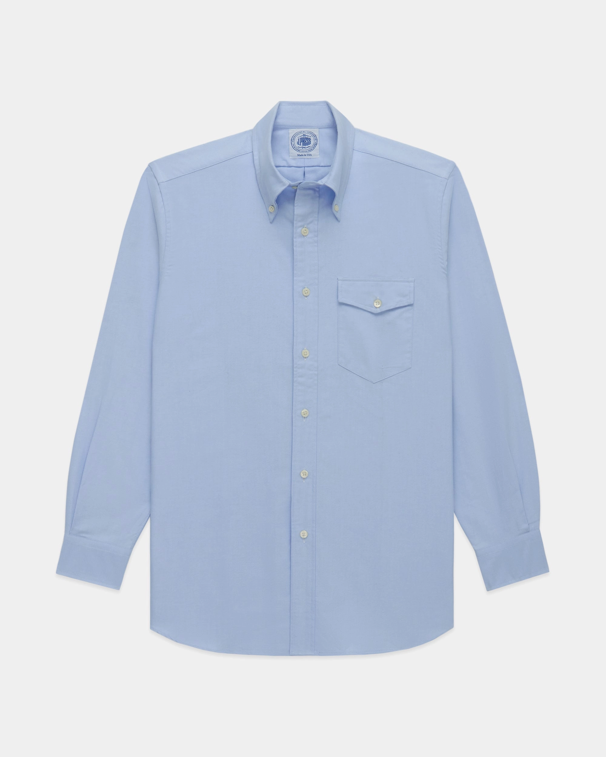 Winter Essentials Gym Companion Made-in-USA Flap Pocket Blue Oxford Cloth Button Down Shirt - Classic Fit