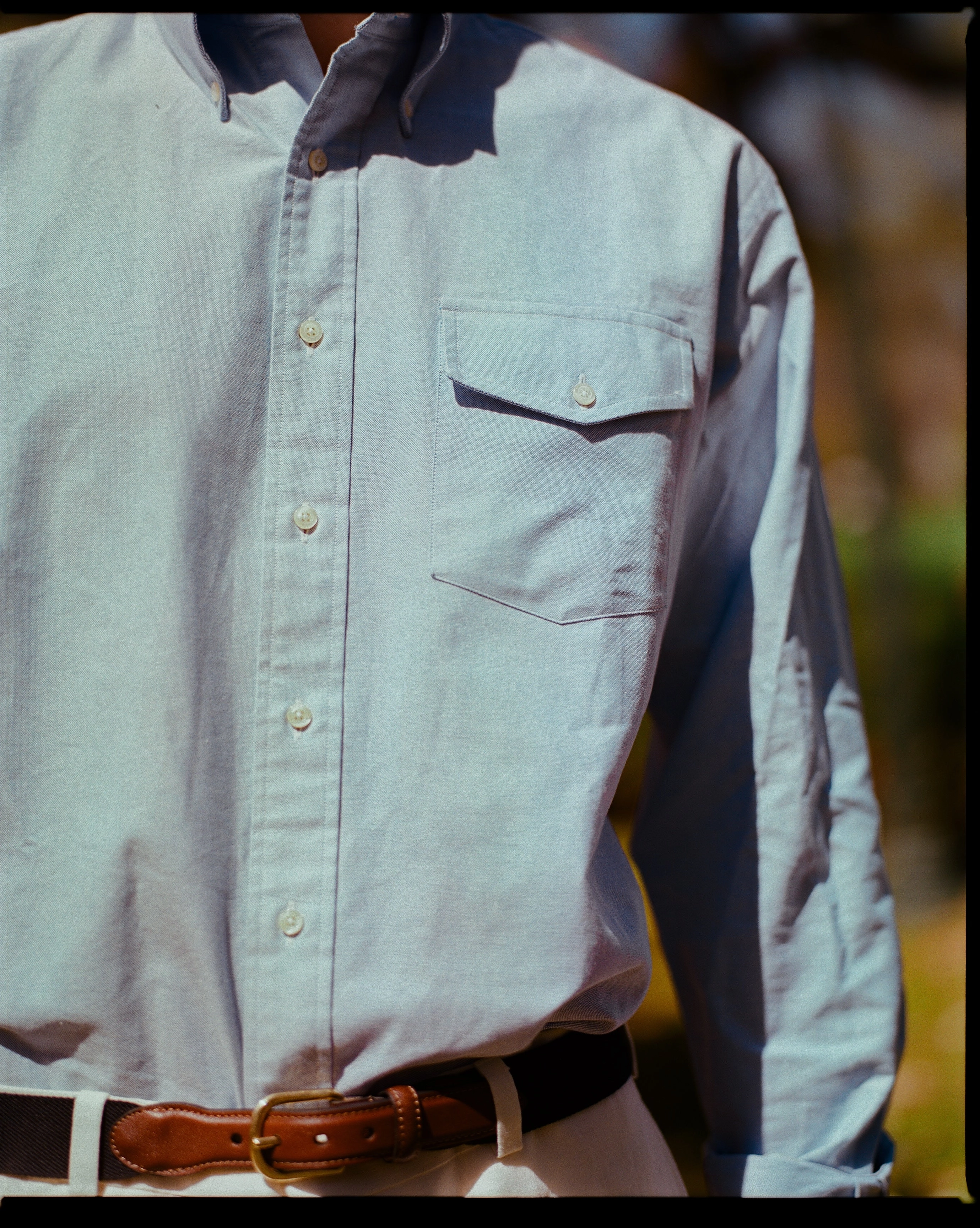 Made-in-USA Flap Pocket Blue Oxford Cloth Button Down Shirt - Classic Fit Sophisticated Look Bold Prints