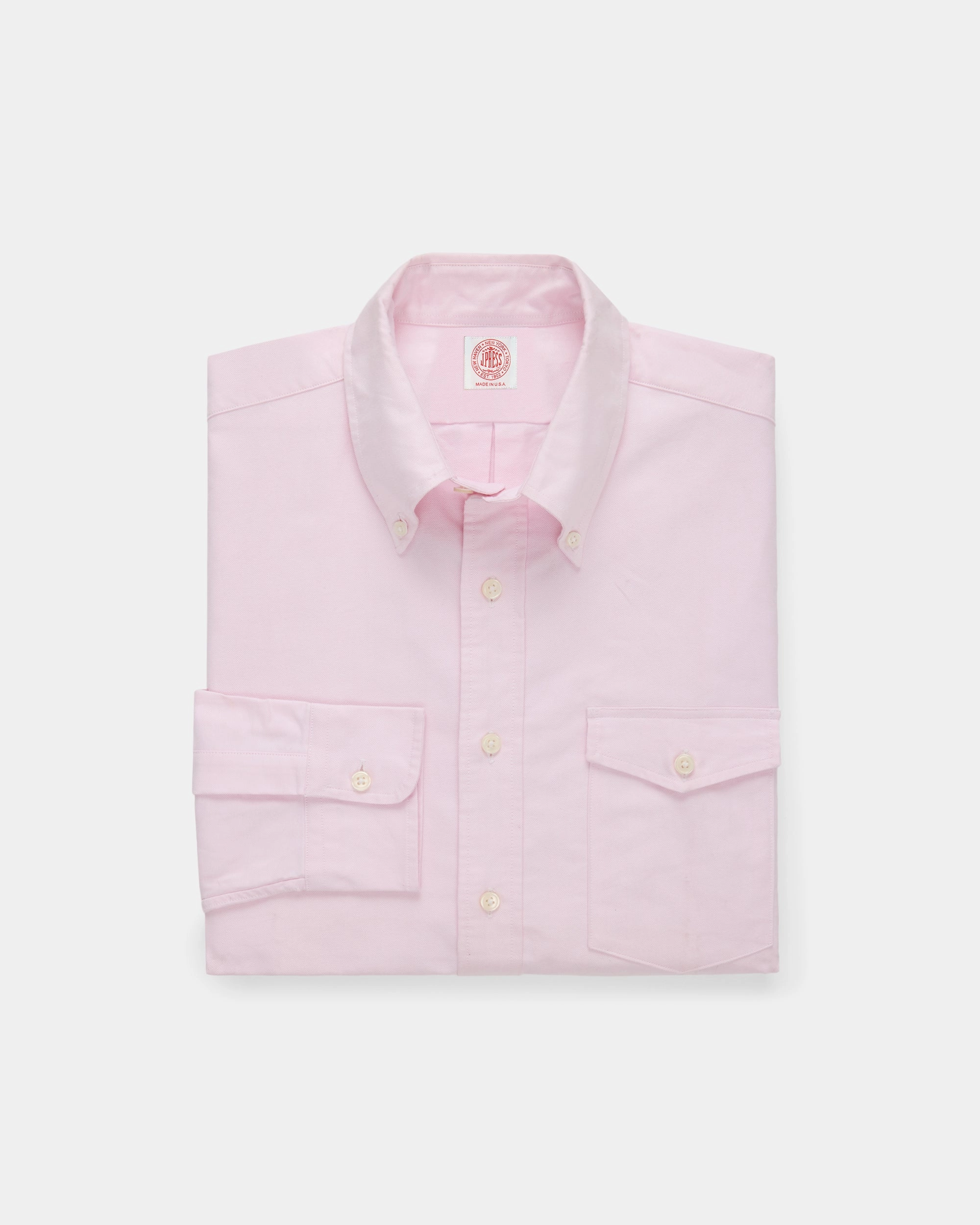 Snag Resistant Fabric Made-in-USA Flap Pocket Pink Oxford Cloth Button Down Shirt - Classic Fit