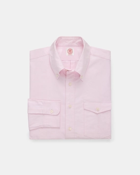 Weekend Style Made-in-USA Flap Pocket Pink Oxford Cloth Button Down Shirt - Classic Fit