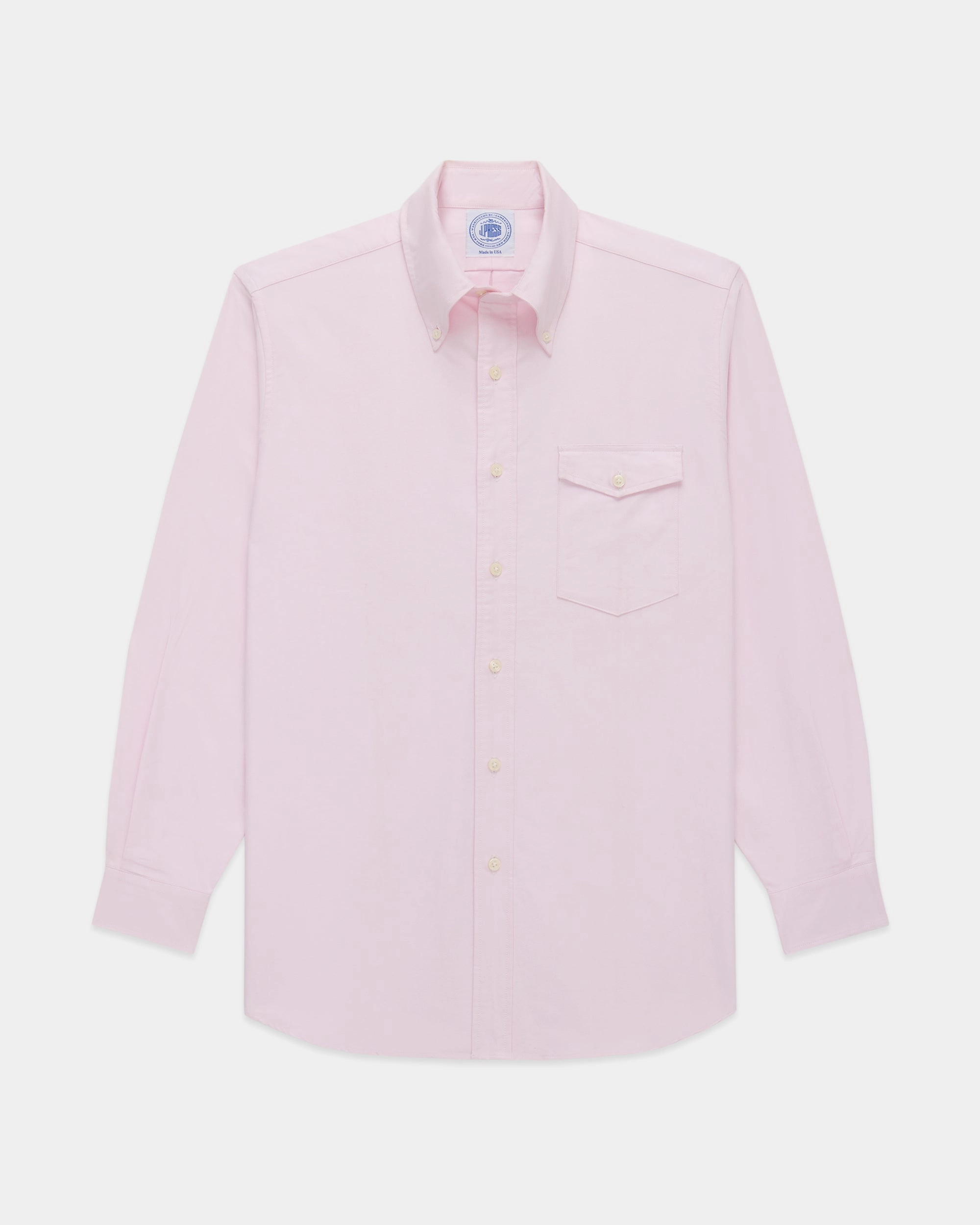 Made-in-USA Flap Pocket Pink Oxford Cloth Button Down Shirt - Regular Fit Everyday Essential formal dinner