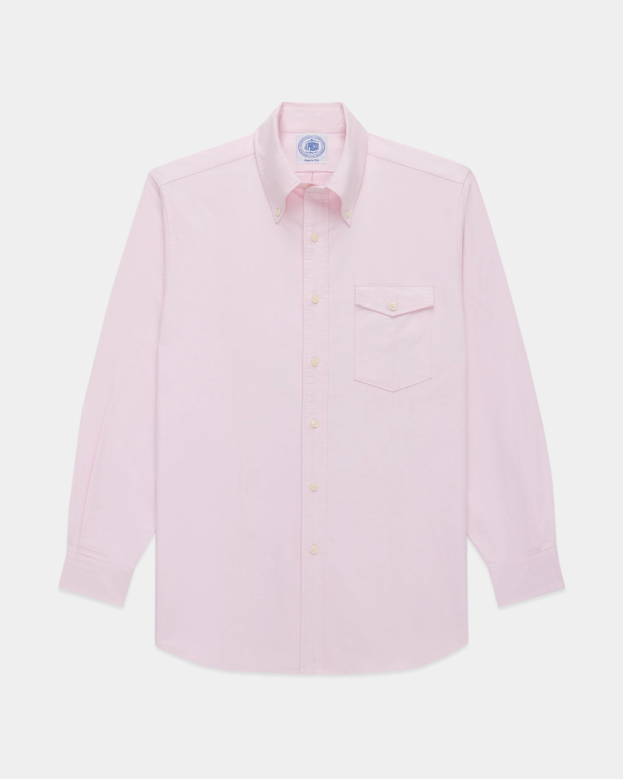 Made-in-USA Flap Pocket Pink Oxford Cloth Button Down Shirt - Regular Fit Layered Design