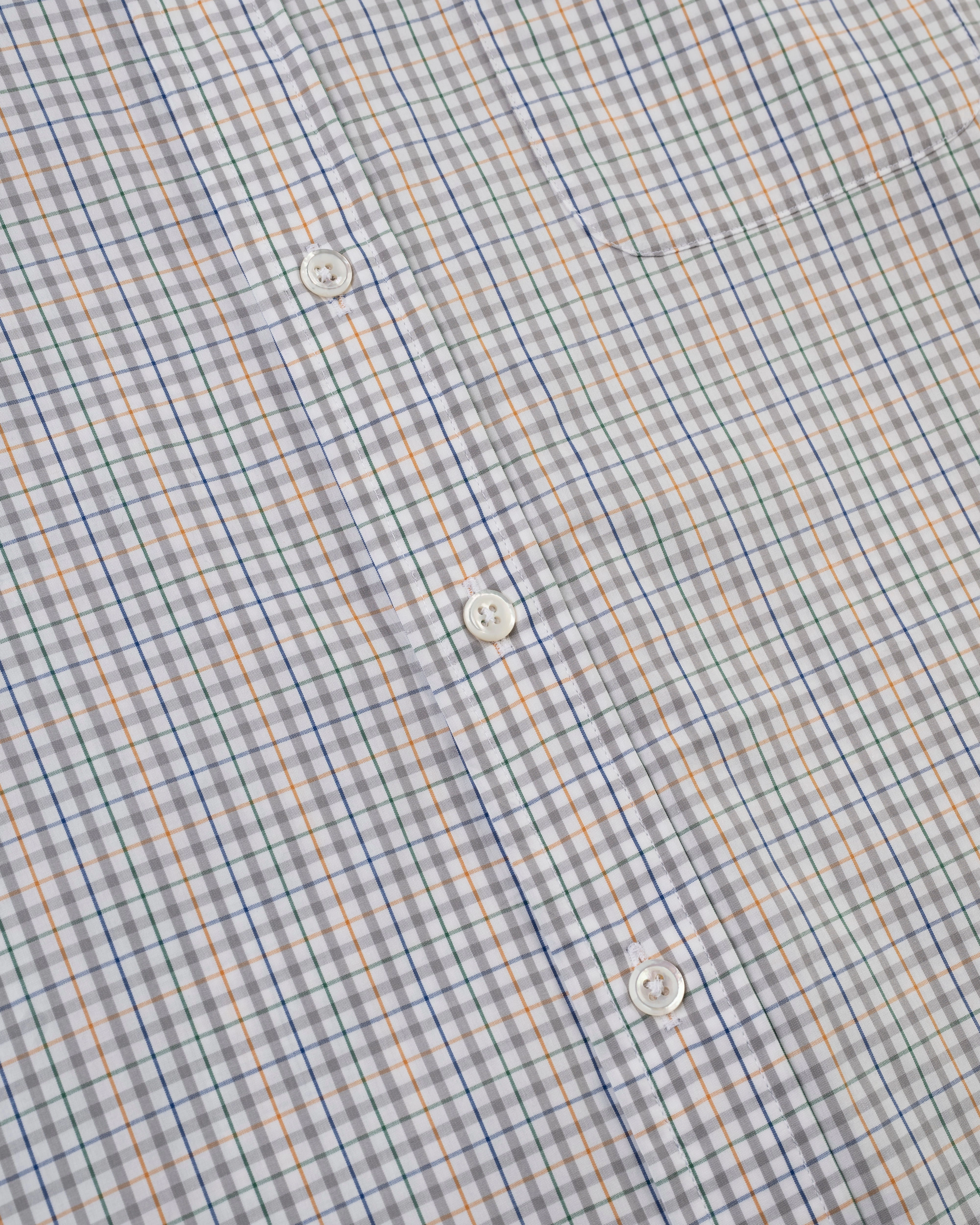 Made-in-USA Grey & Gold Check Sport Shirt - Classic Fit Comfort-First High Neck