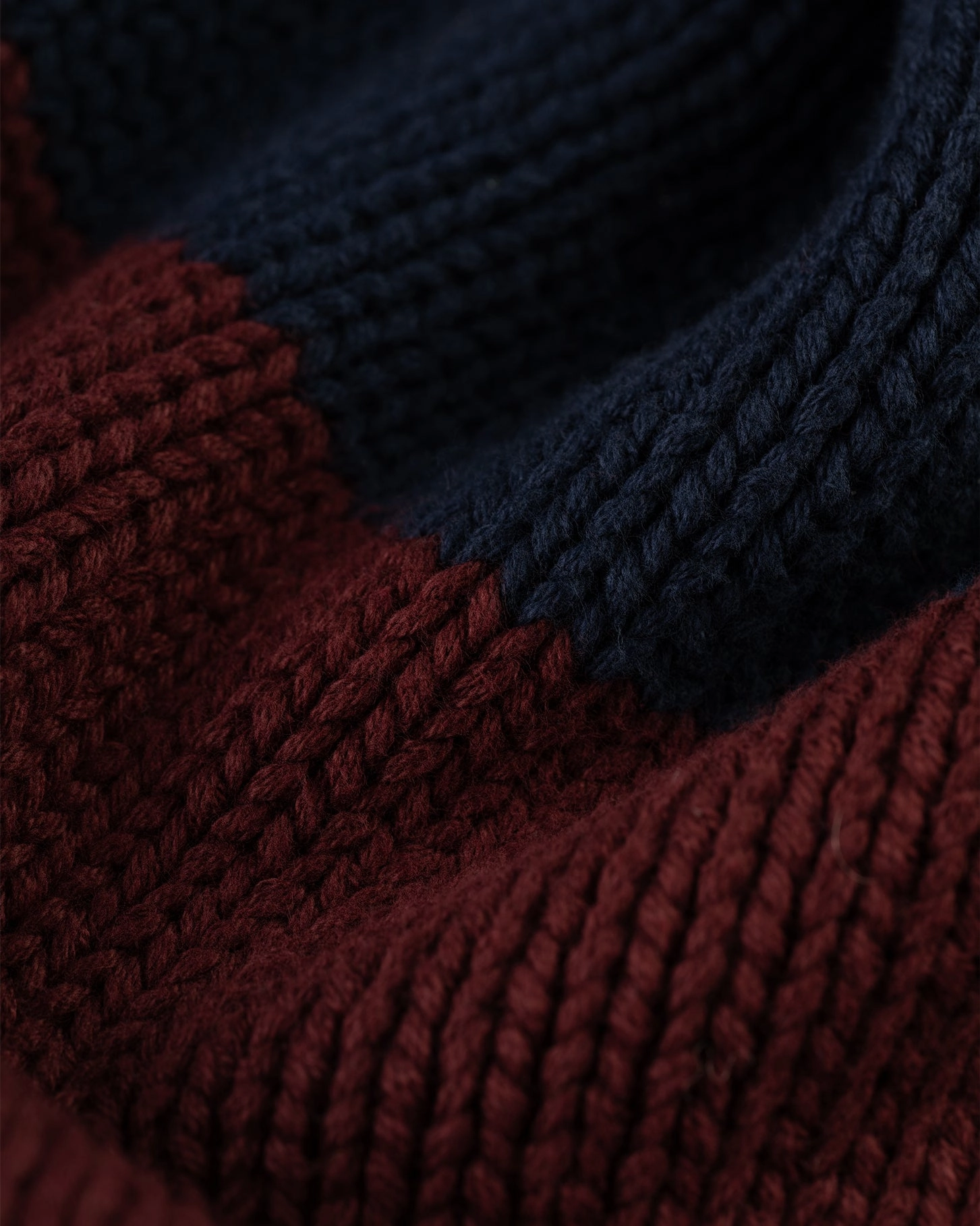 Made-in-USA Navy & Burgundy Chunky Cotton Stripe Sweater Comfy Knit Look soft fit