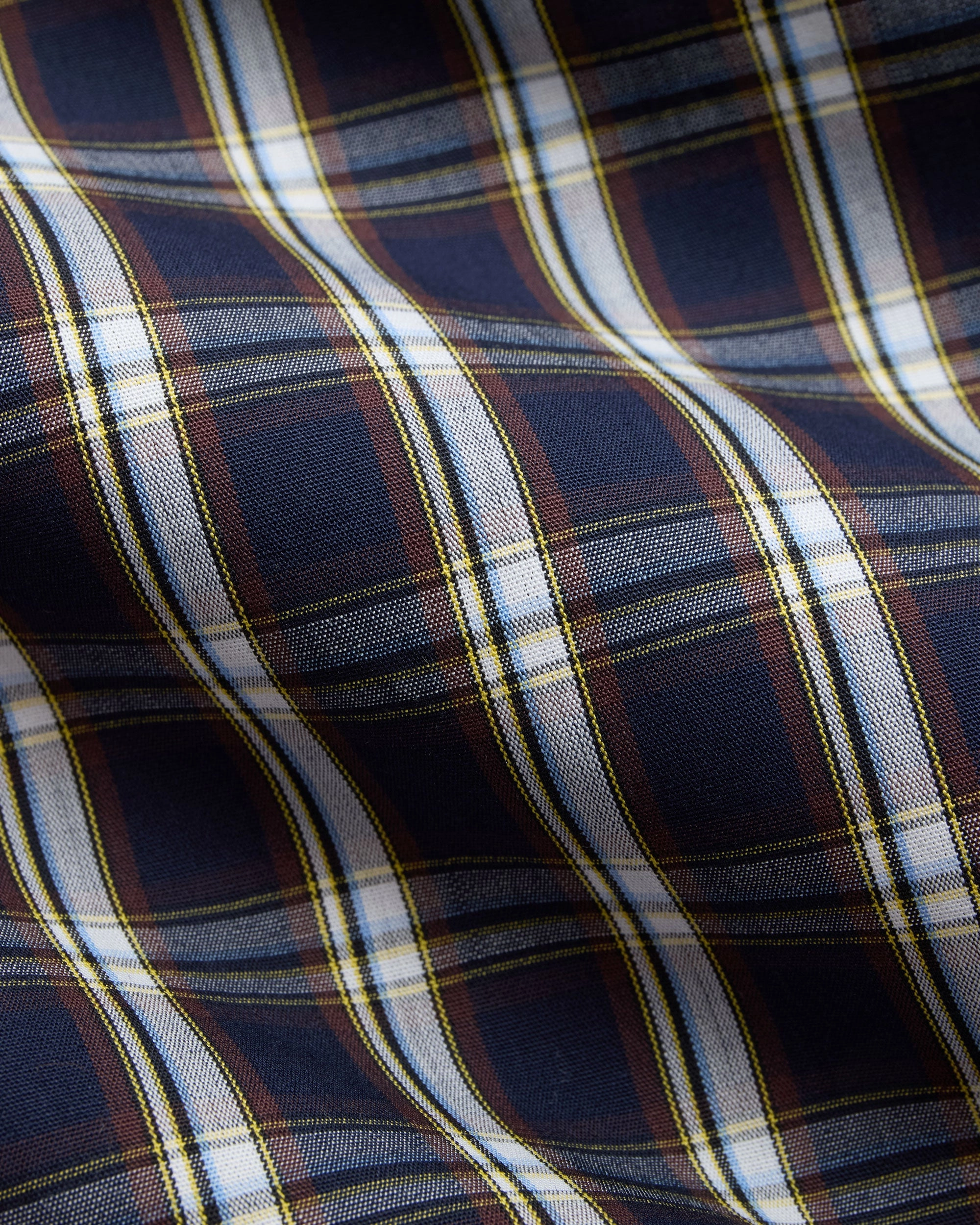 natural fiber Made-in-USA Navy Plaid Cotton Broadcloth Sport Shirt