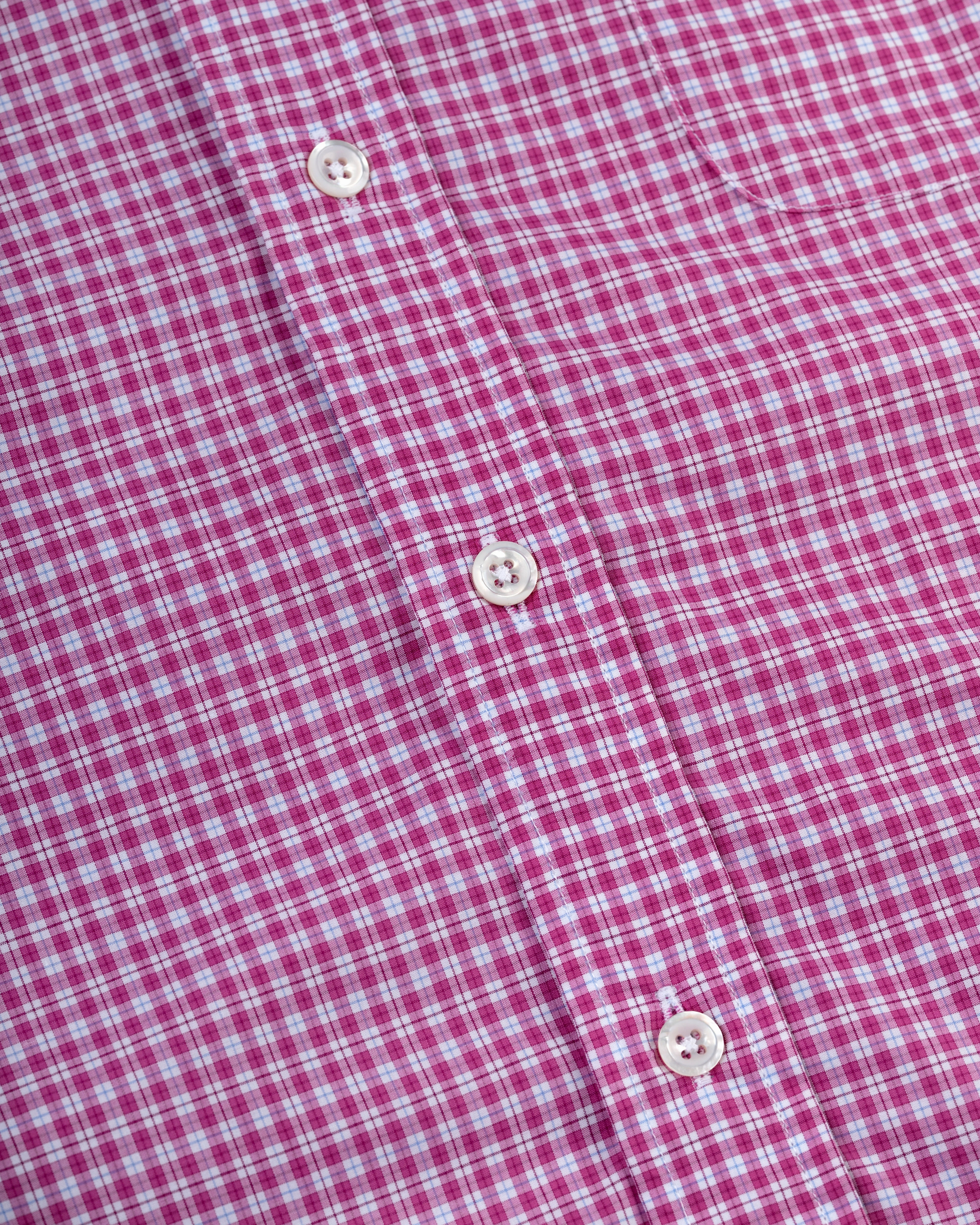 Fashion Statement Microfiber Material Made-in-USA Pink & Blue Check Sport Shirt - Classic Fit
