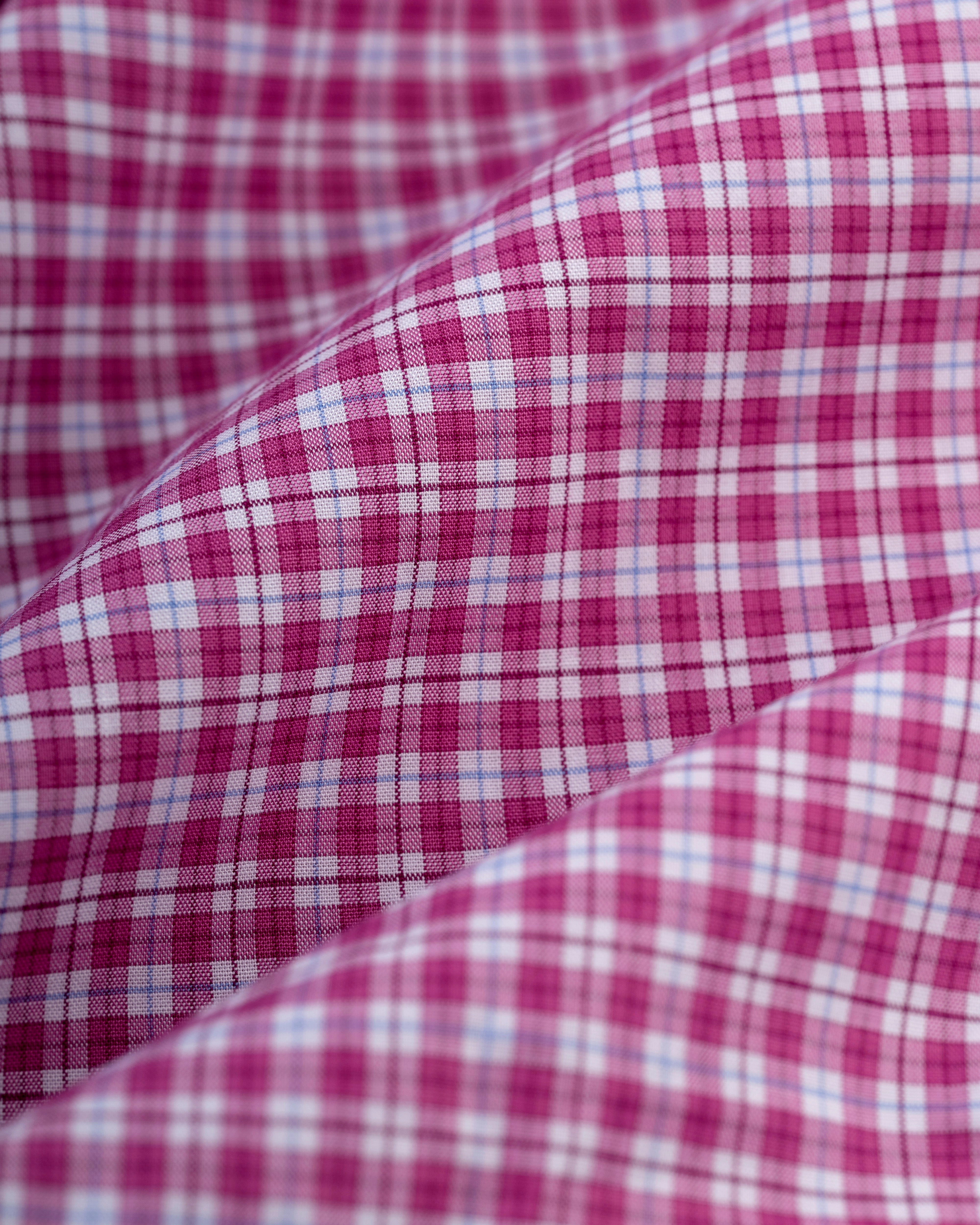 Fashion-Forward Made-in-USA Pink & Blue Check Sport Shirt - Classic Fit
