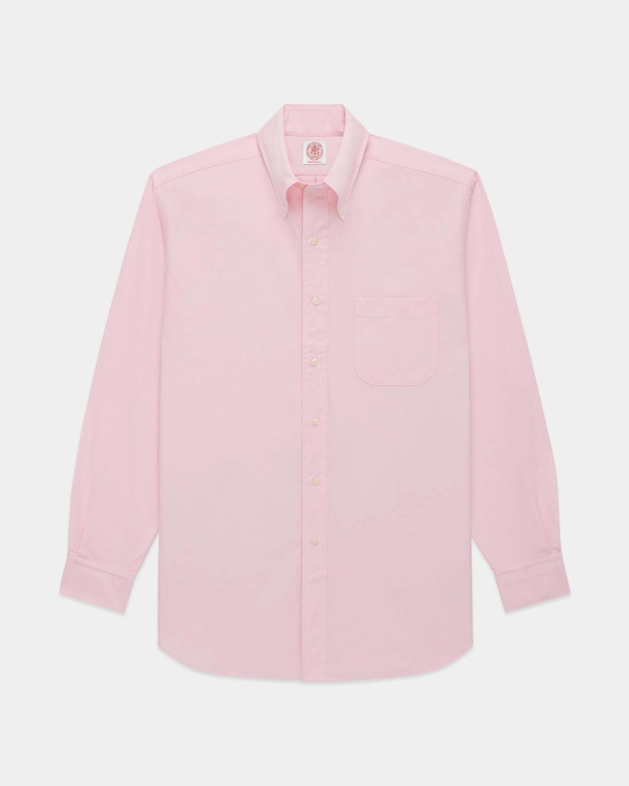 Made-in-USA Pink Oxford Cloth Button Down Shirt  - Classic Fit Eco Dye Technique Durable Texture