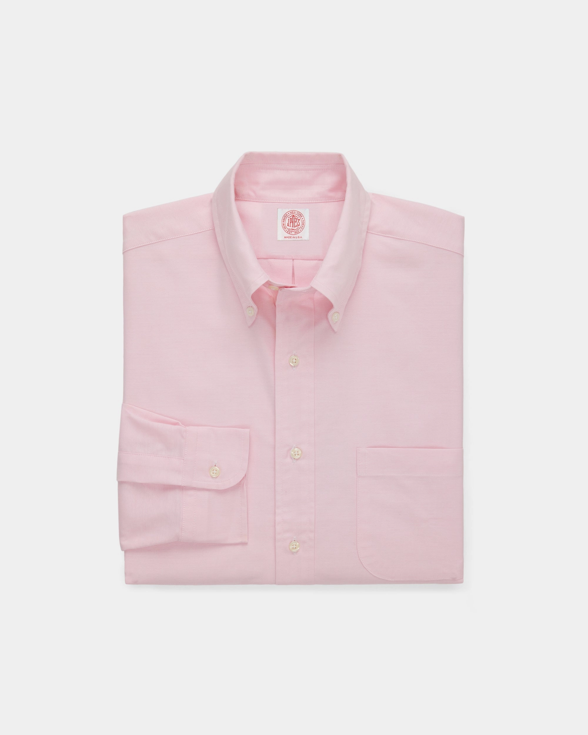 Tagless label Flex Fit Collar Made-in-USA Pink Oxford Cloth Button Down Shirt  - Classic Fit