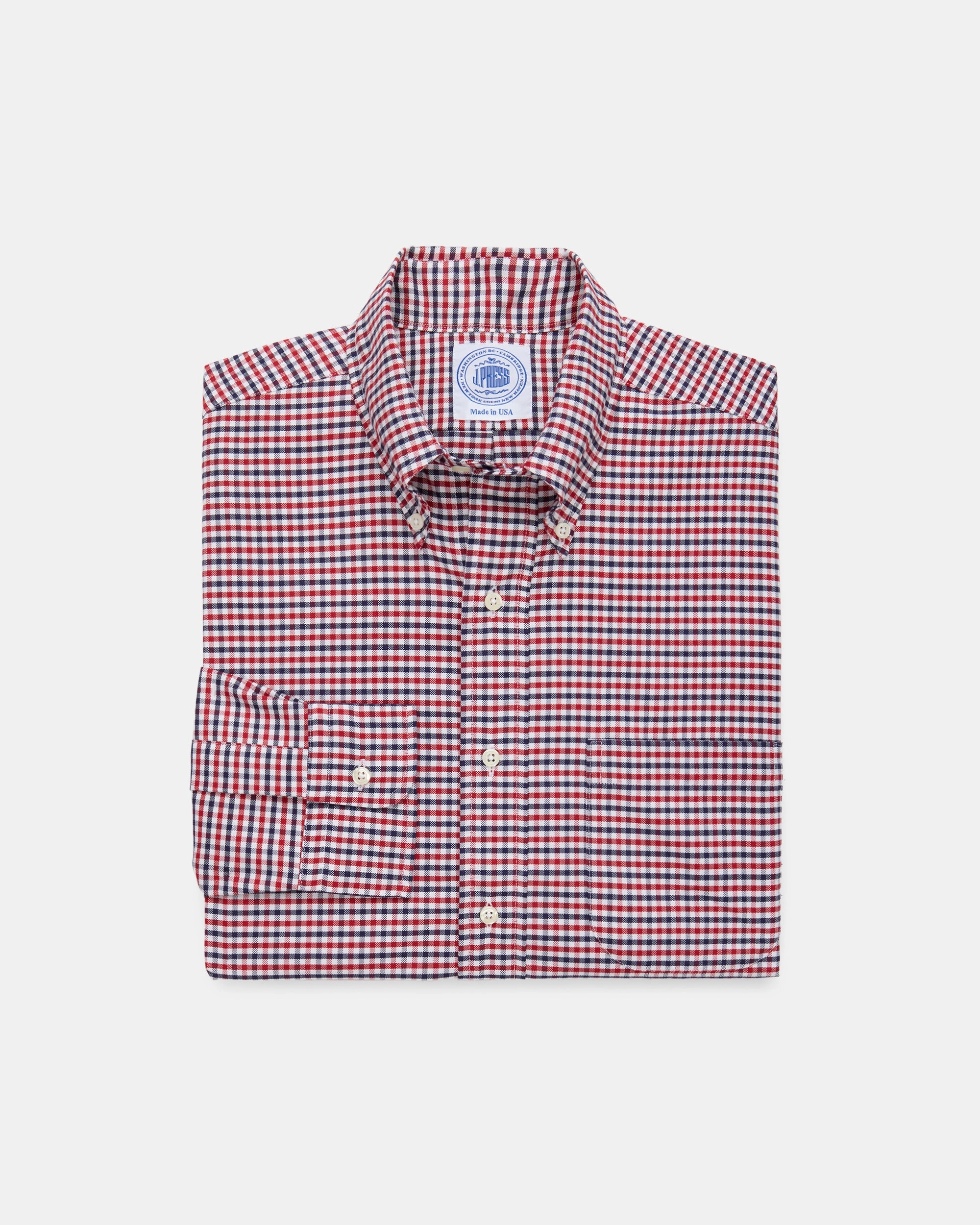 Made-in-USA Red & Navy Tattersall Sport Shirt - Classic Fit Weekend Style