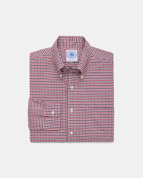 Made-in-USA Red & Navy Tattersall Sport Shirt - Classic Fit tall size