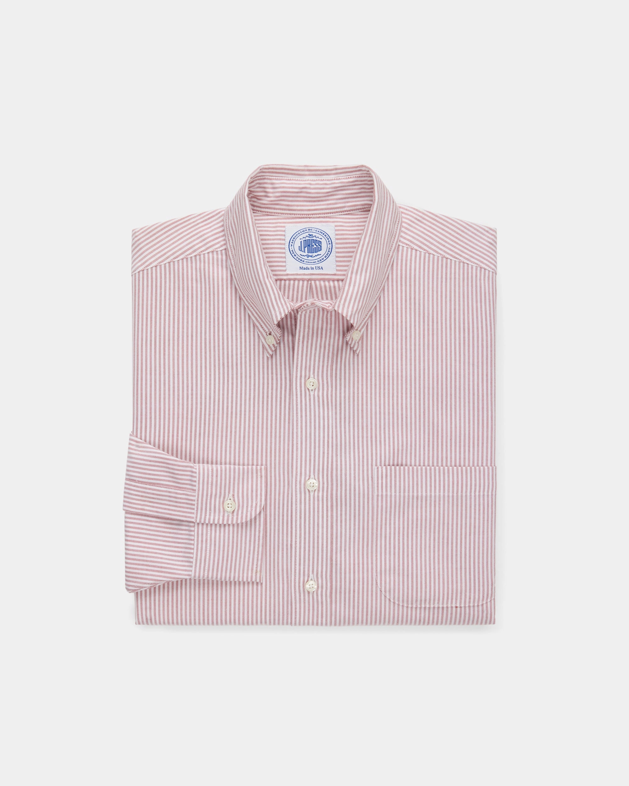 Graduation Attire Made-in-USA Red University Stripe Oxford Dress Shirt - Classic Fit