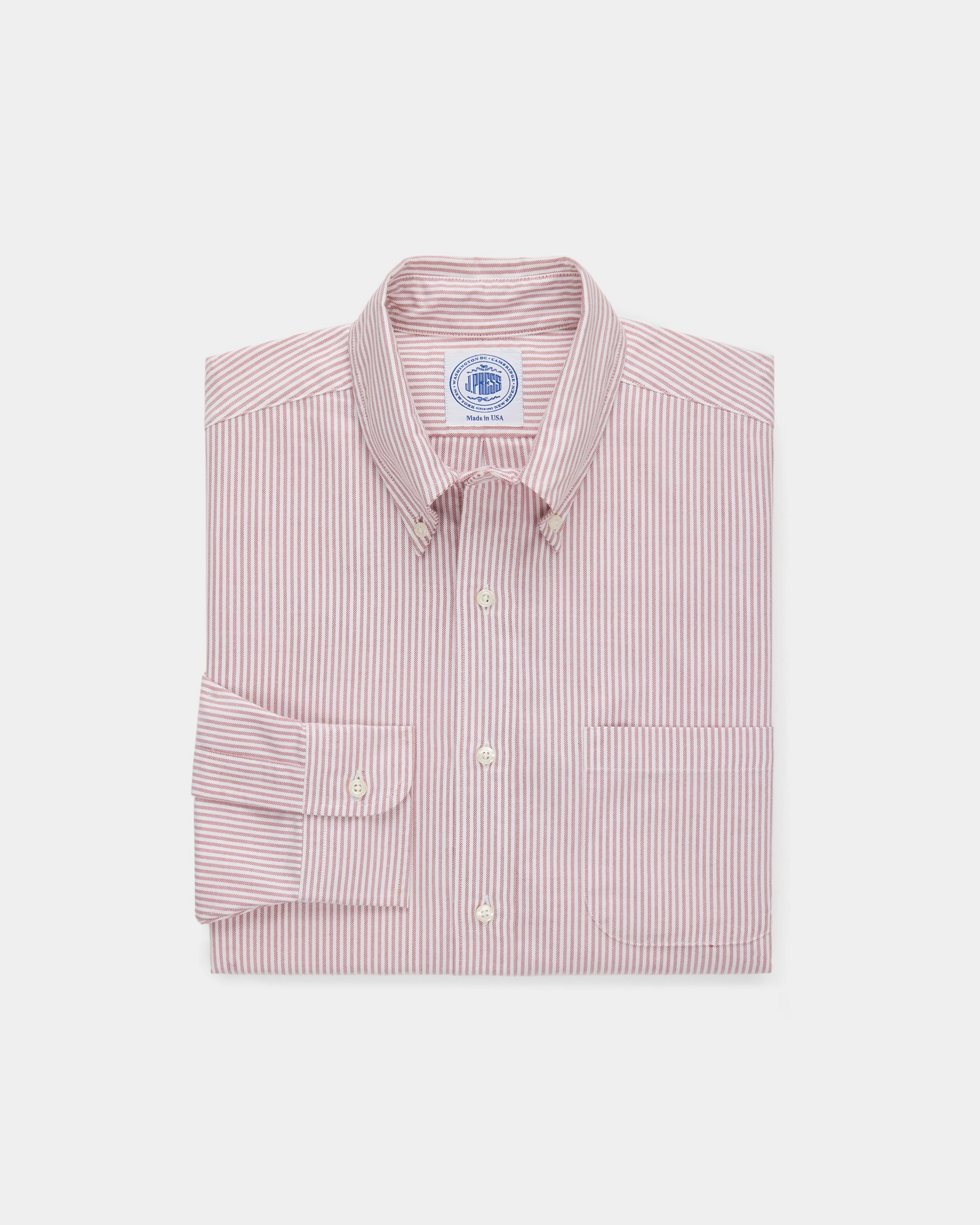 Local Favorite Gift Idea Made-in-USA Red University Stripe Oxford Dress Shirt - Classic Fit
