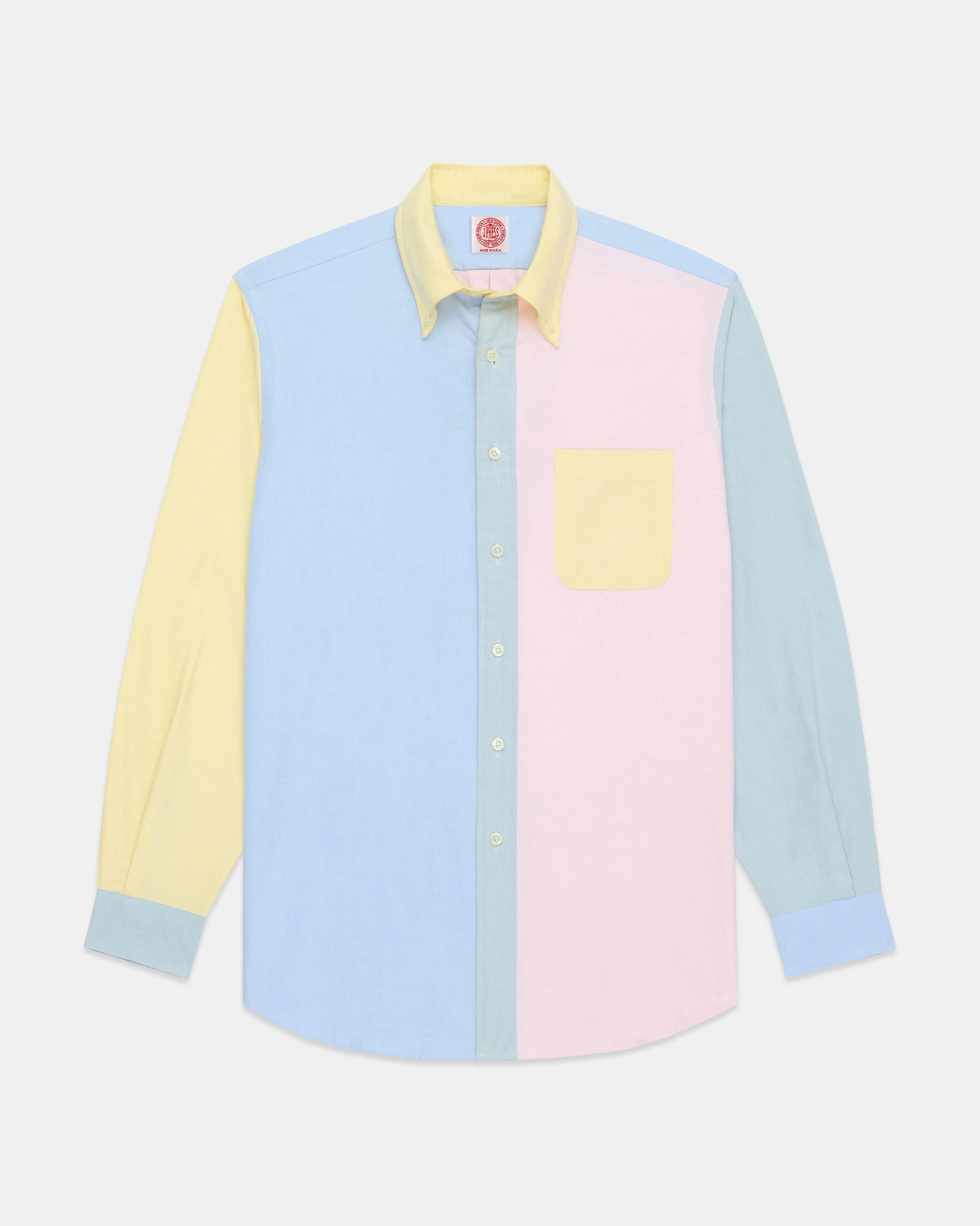 Soft Stretch Collar Made-in-USA Solid Colorblock Oxford Cloth Fun Shirt